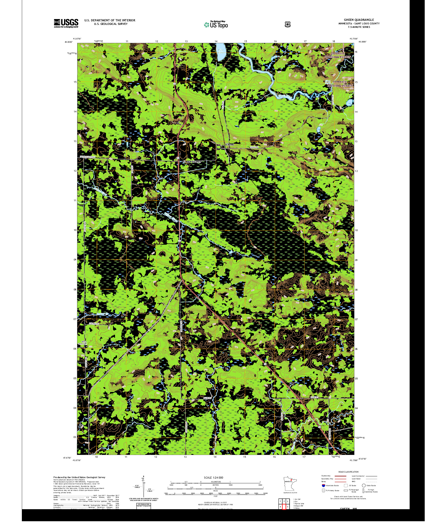 US TOPO 7.5-MINUTE MAP FOR GHEEN, MN