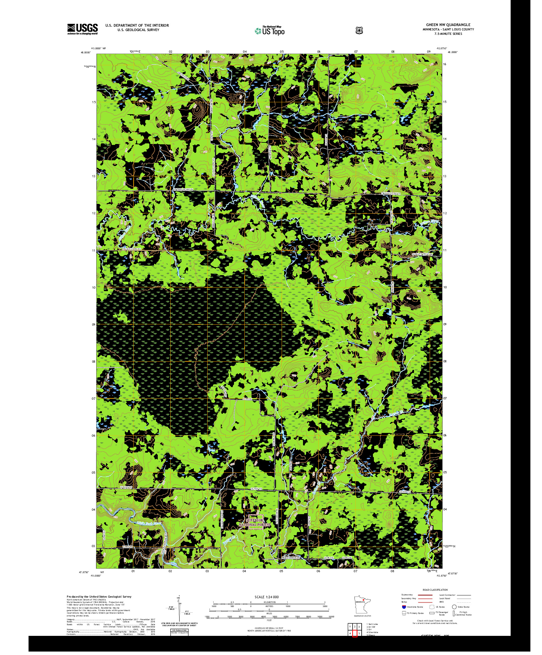 US TOPO 7.5-MINUTE MAP FOR GHEEN NW, MN