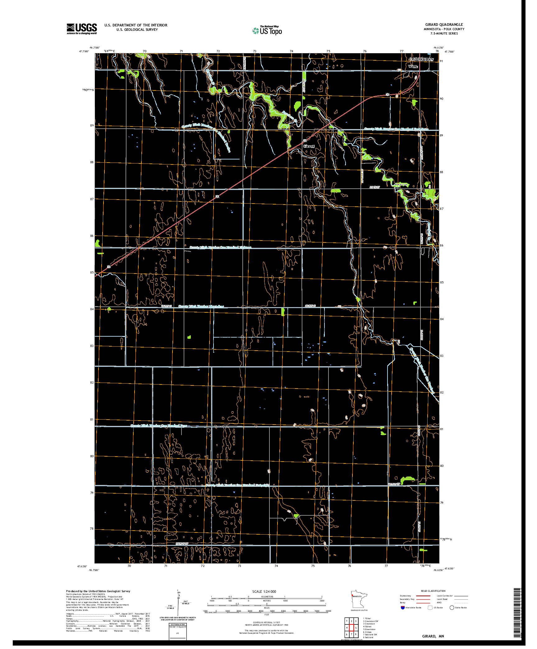 US TOPO 7.5-MINUTE MAP FOR GIRARD, MN