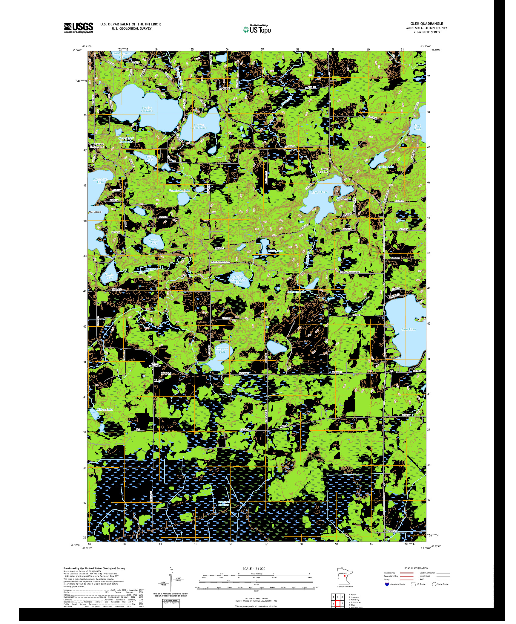 US TOPO 7.5-MINUTE MAP FOR GLEN, MN