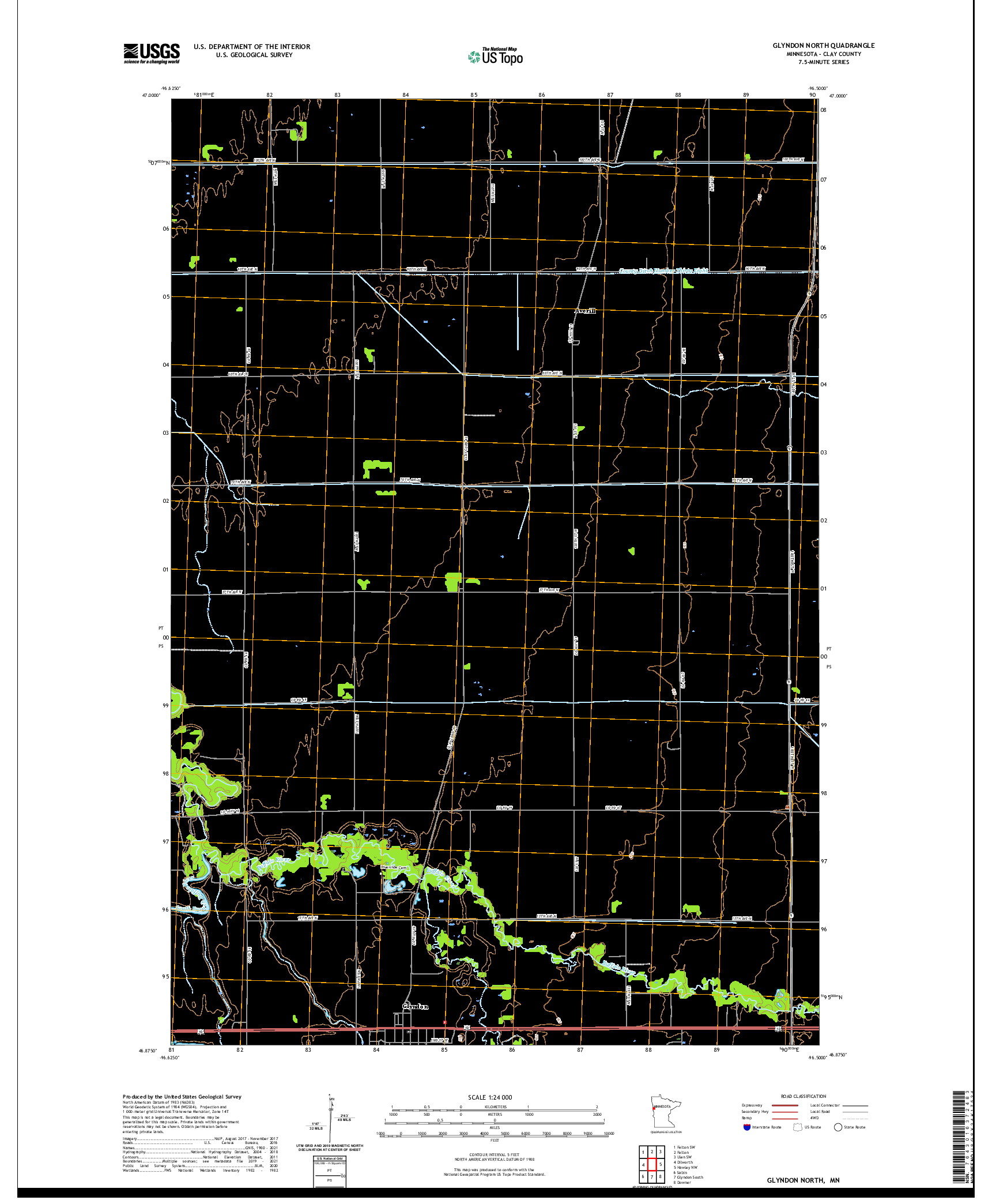 US TOPO 7.5-MINUTE MAP FOR GLYNDON NORTH, MN