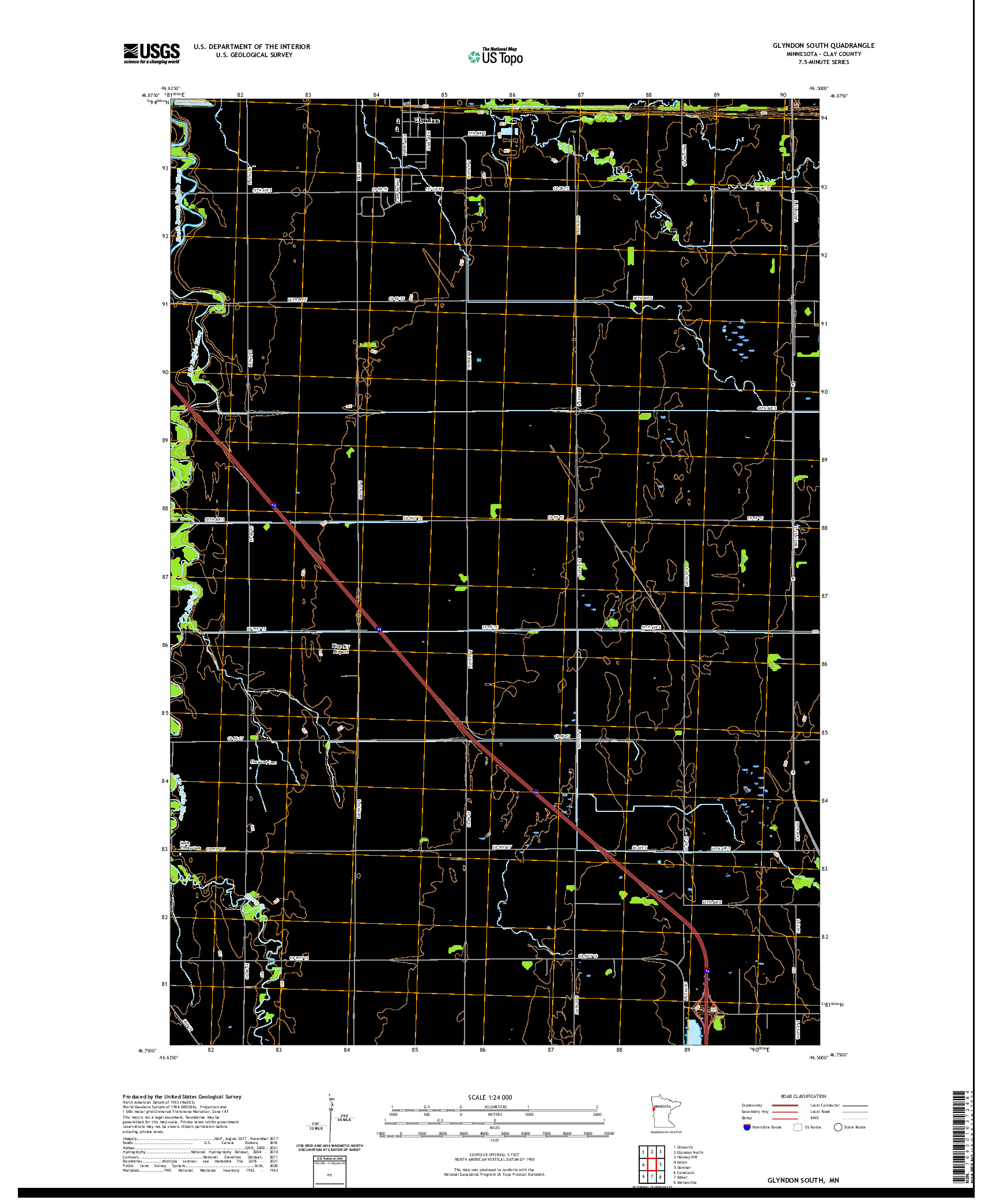 US TOPO 7.5-MINUTE MAP FOR GLYNDON SOUTH, MN