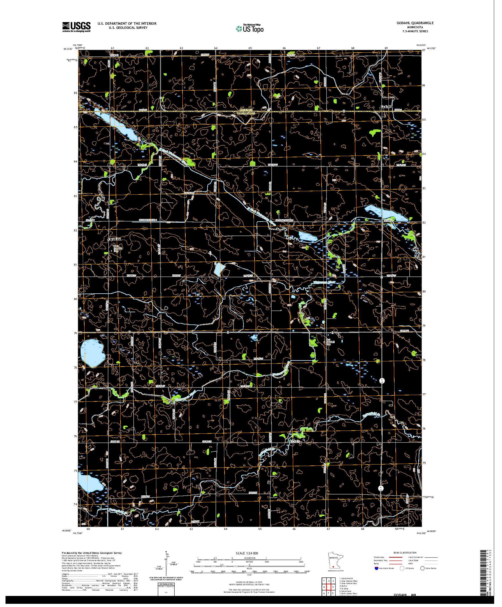 US TOPO 7.5-MINUTE MAP FOR GODAHL, MN