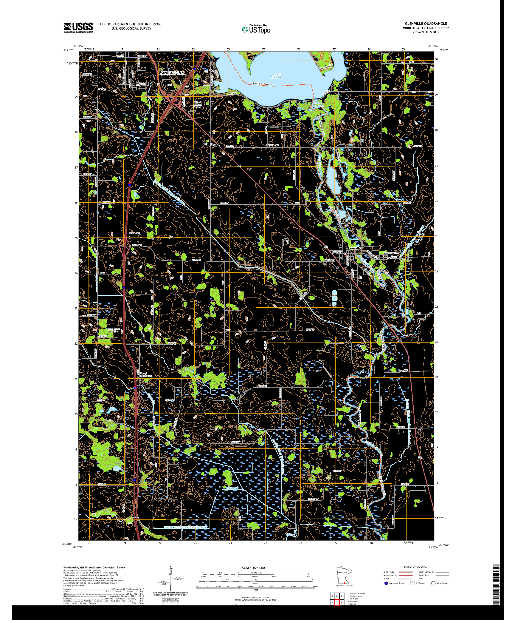 US TOPO 7.5-MINUTE MAP FOR GLENVILLE, MN