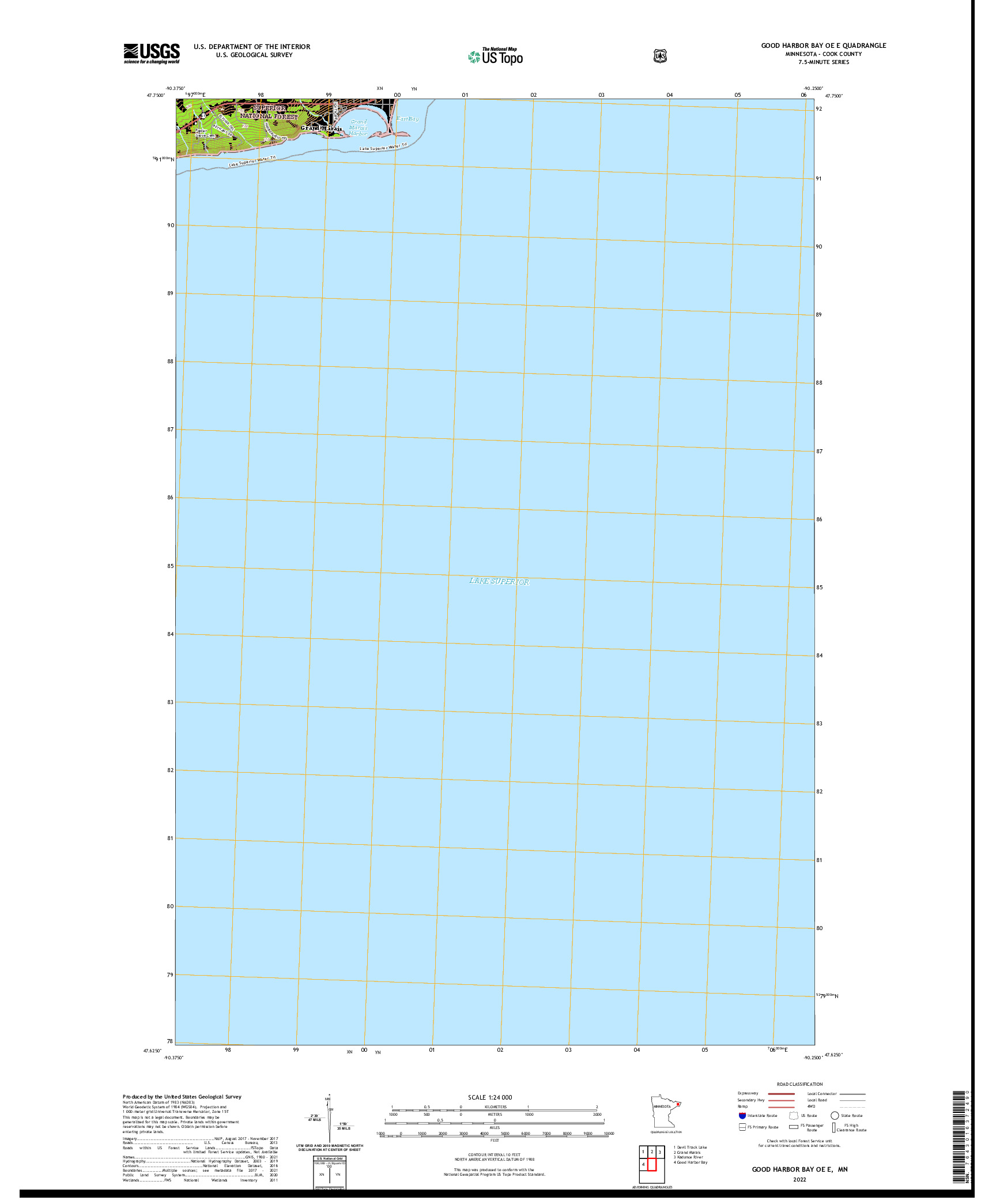 US TOPO 7.5-MINUTE MAP FOR GOOD HARBOR BAY OE E, MN