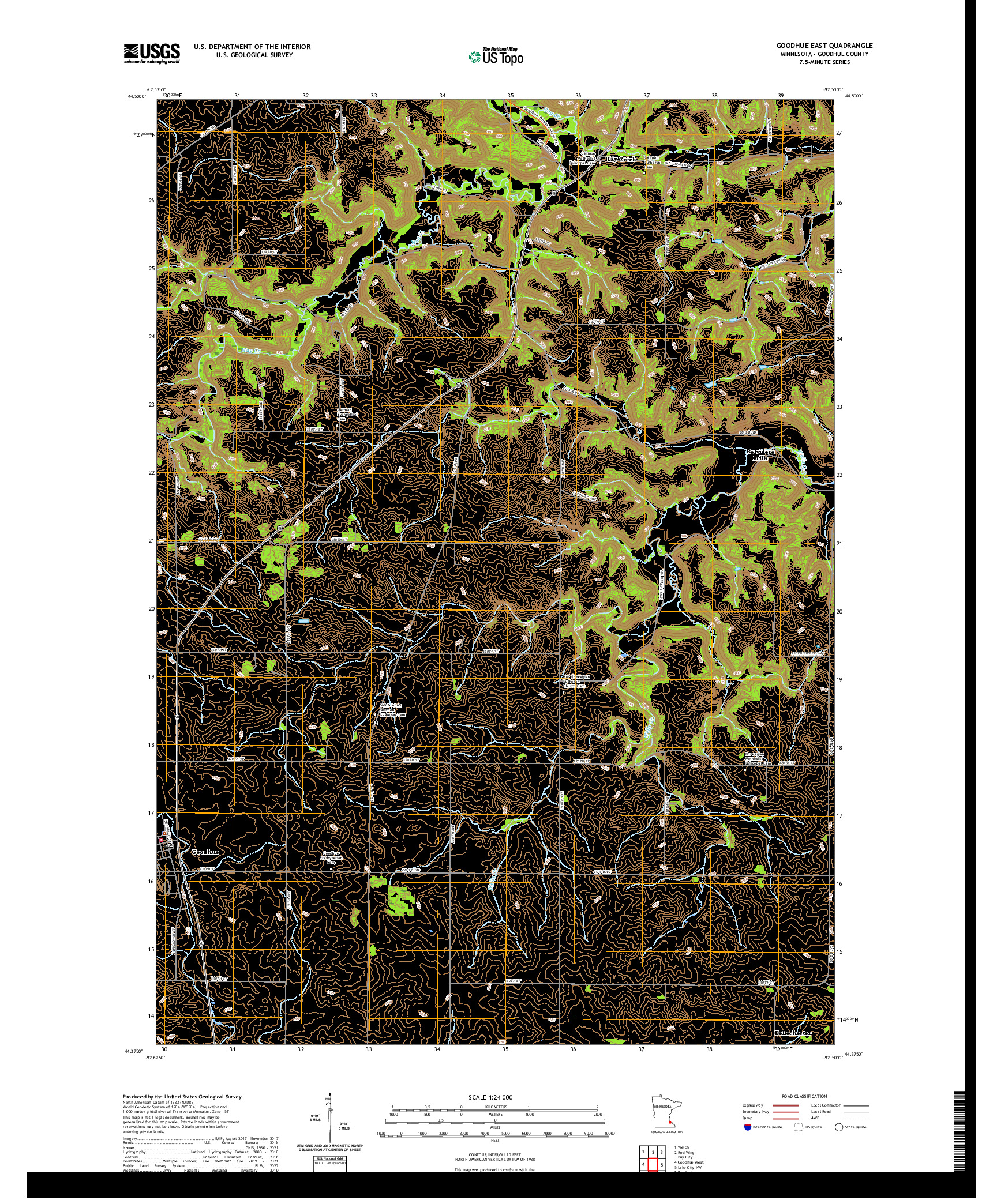 US TOPO 7.5-MINUTE MAP FOR GOODHUE EAST, MN