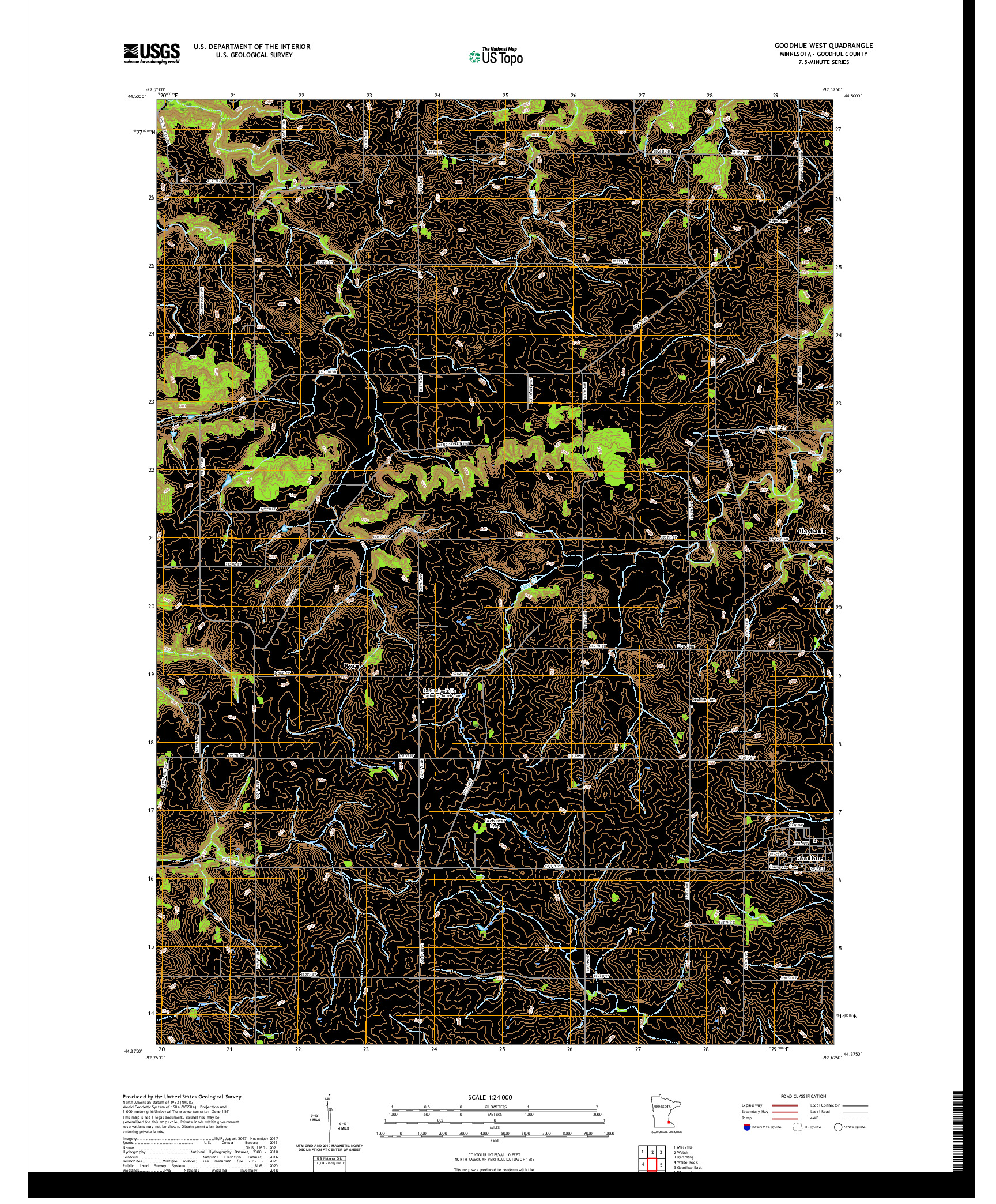 US TOPO 7.5-MINUTE MAP FOR GOODHUE WEST, MN