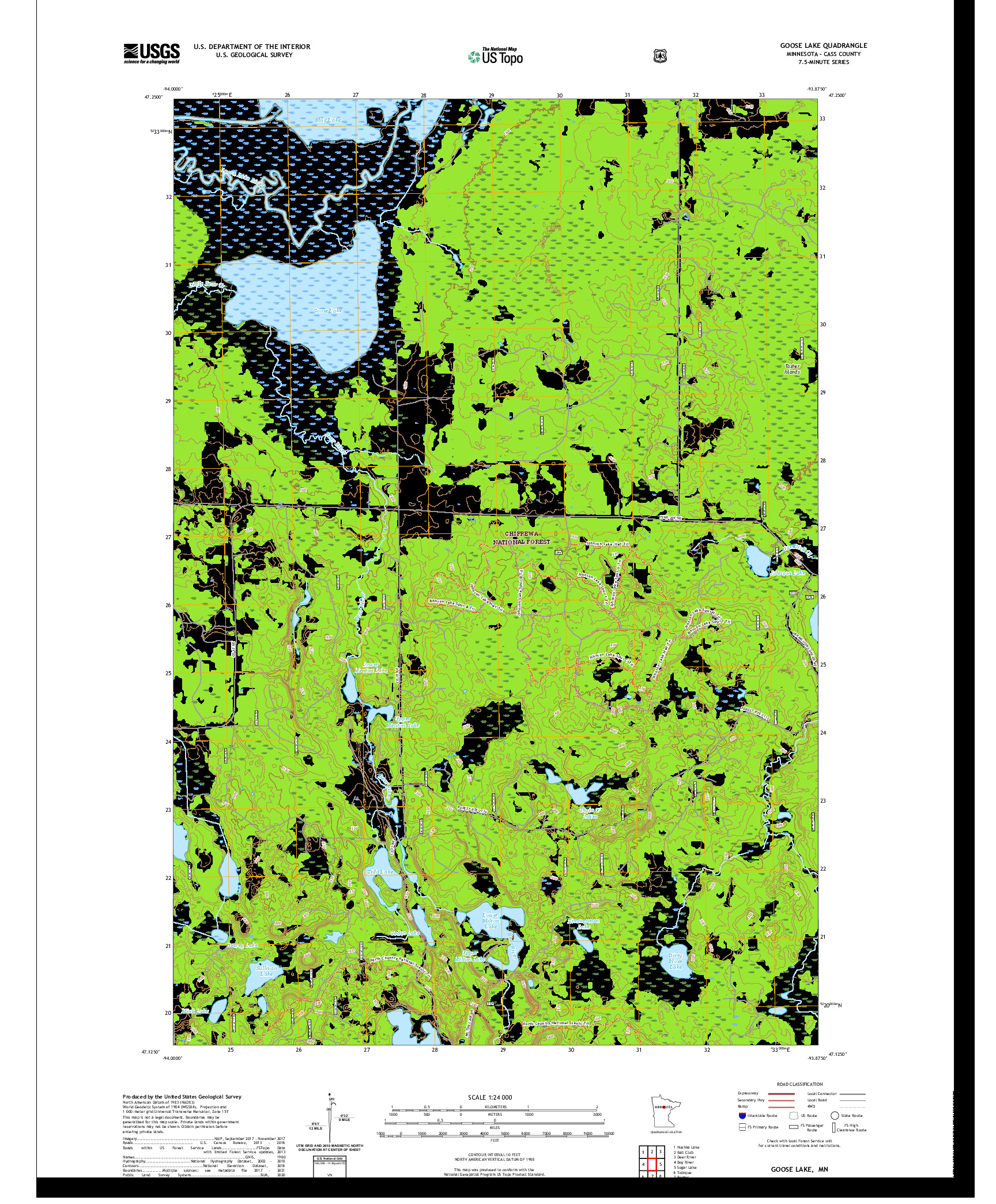 US TOPO 7.5-MINUTE MAP FOR GOOSE LAKE, MN