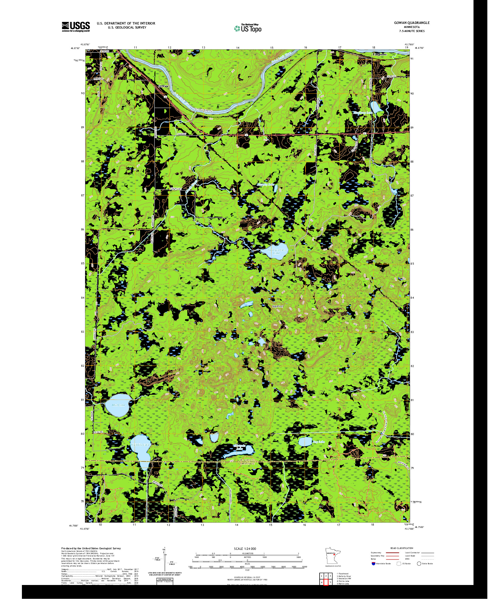 US TOPO 7.5-MINUTE MAP FOR GOWAN, MN