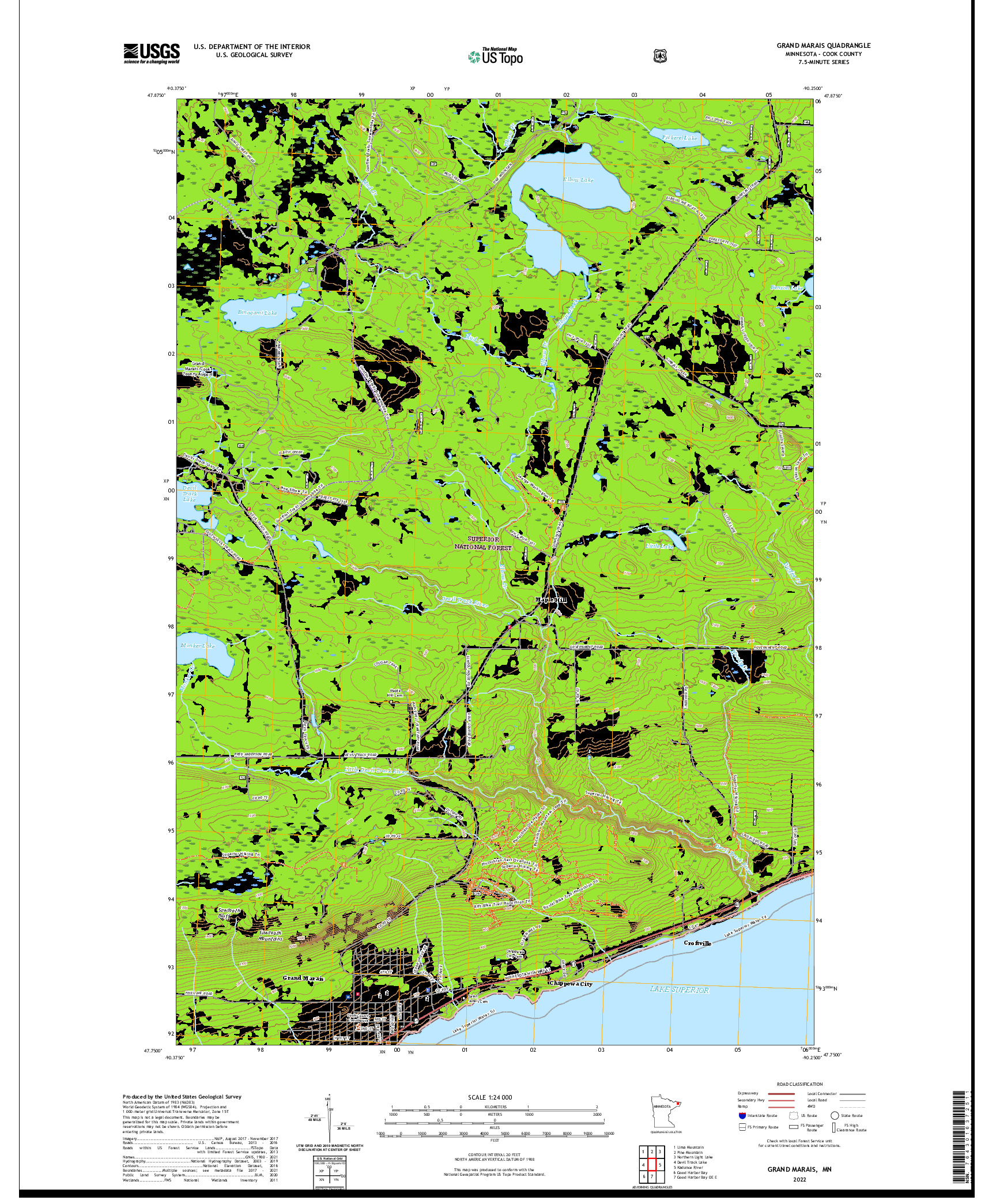 US TOPO 7.5-MINUTE MAP FOR GRAND MARAIS, MN