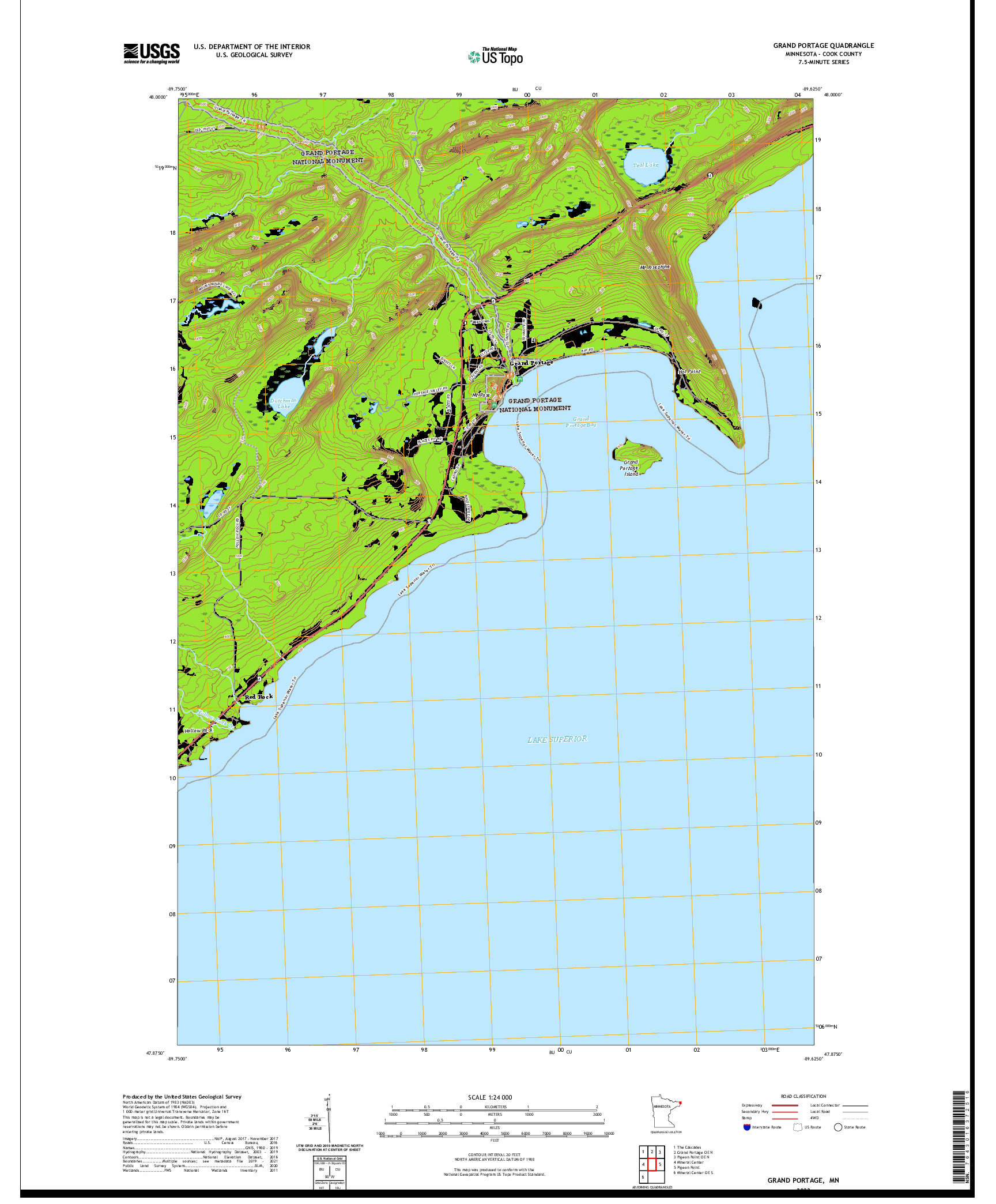 US TOPO 7.5-MINUTE MAP FOR GRAND PORTAGE, MN