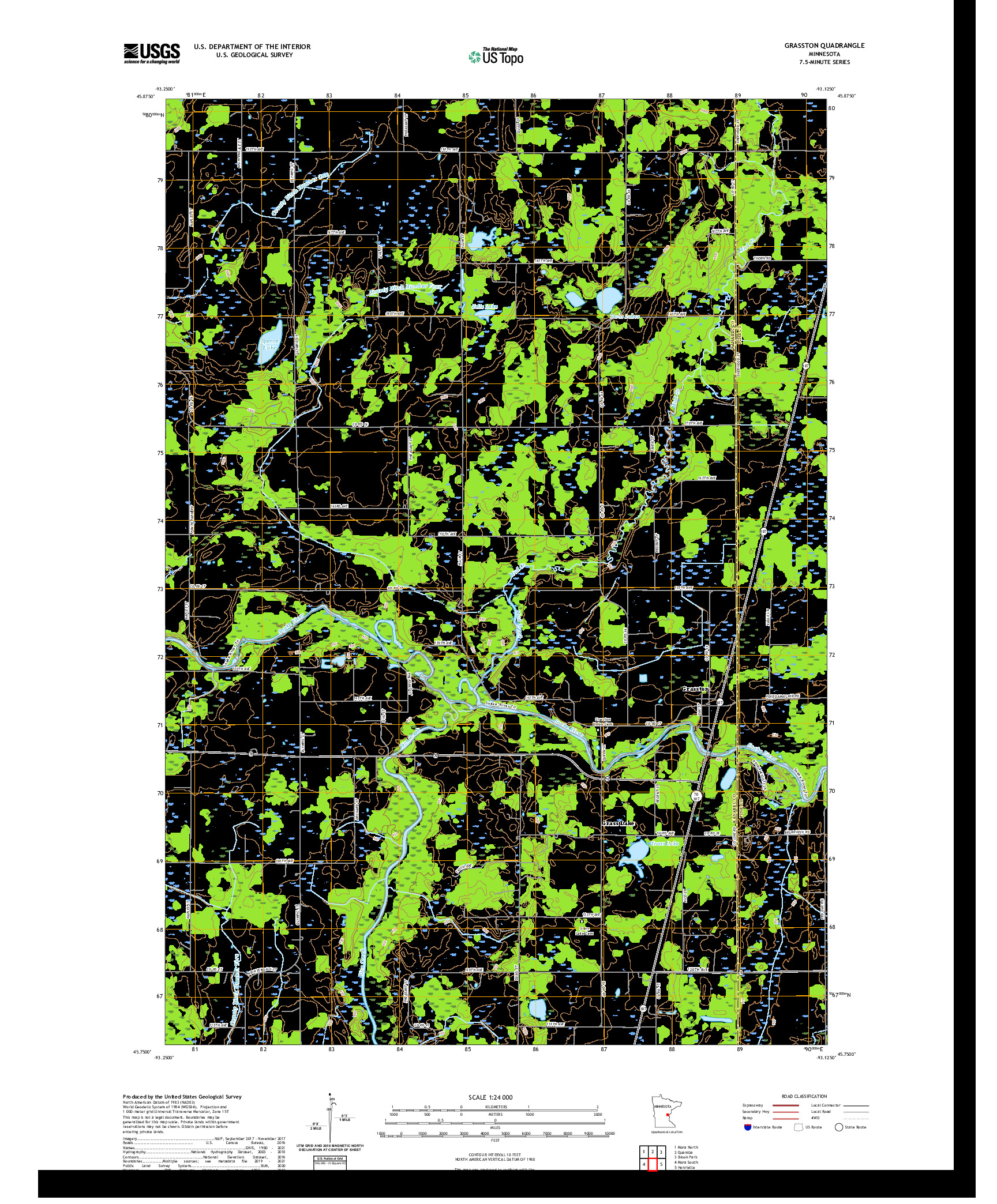 US TOPO 7.5-MINUTE MAP FOR GRASSTON, MN