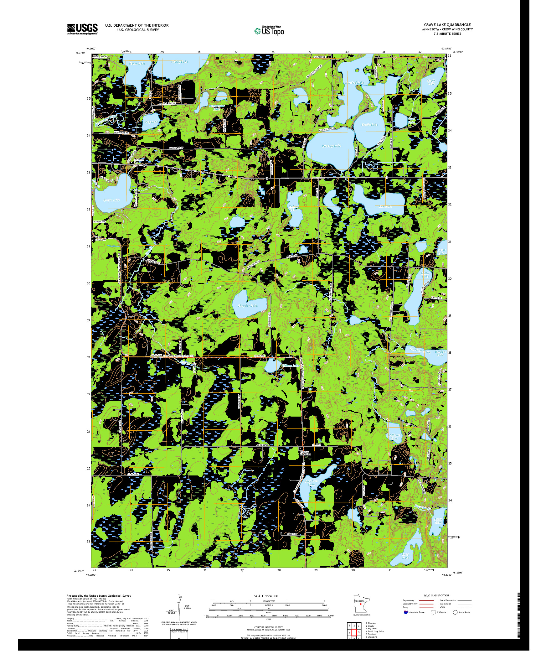 US TOPO 7.5-MINUTE MAP FOR GRAVE LAKE, MN