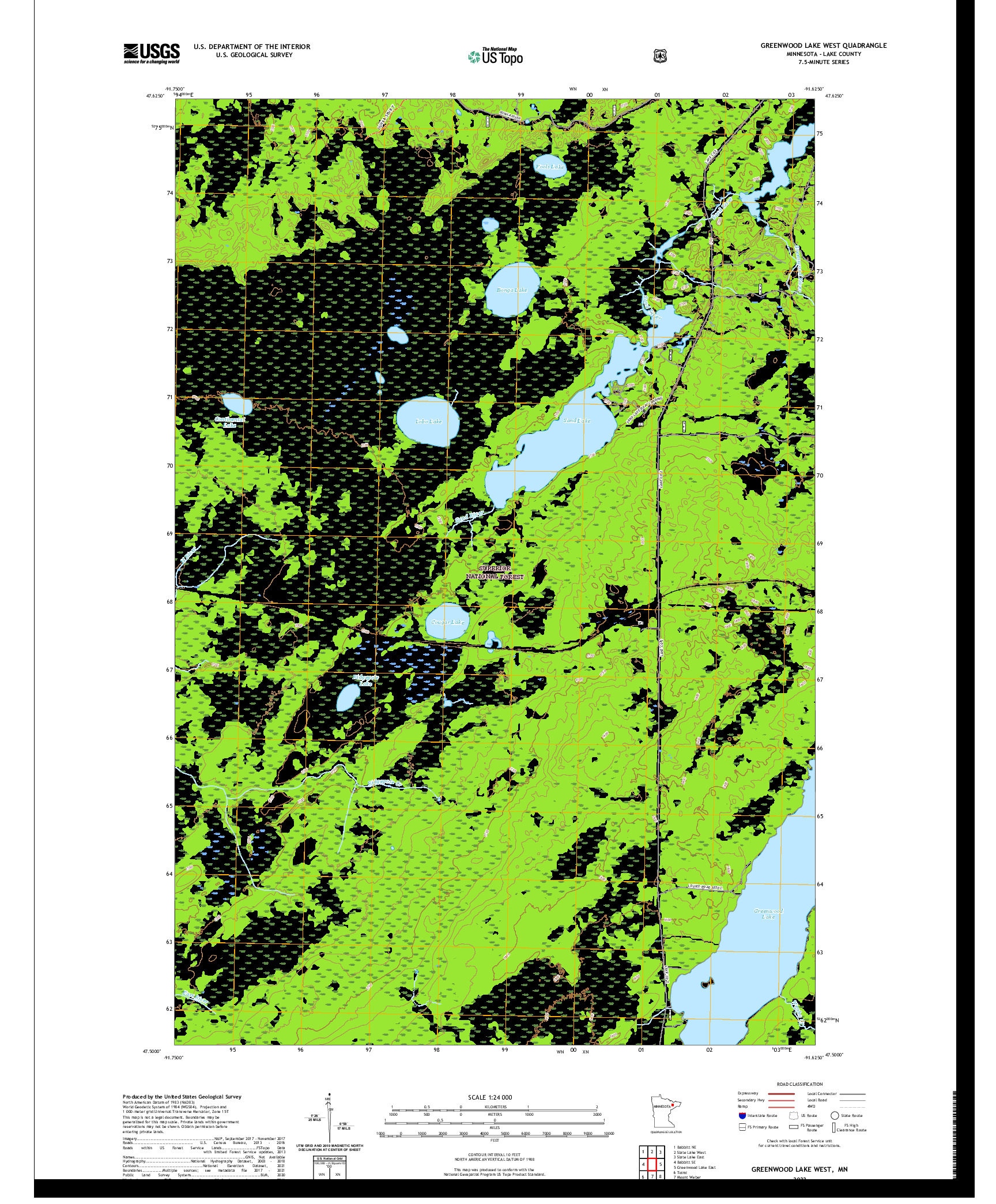 US TOPO 7.5-MINUTE MAP FOR GREENWOOD LAKE WEST, MN
