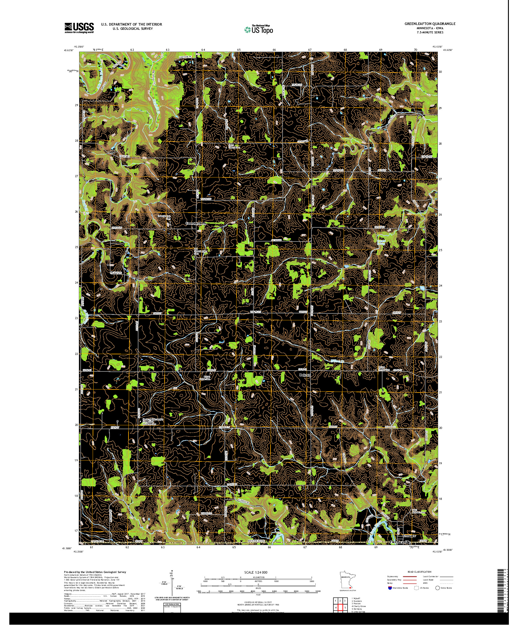 US TOPO 7.5-MINUTE MAP FOR GREENLEAFTON, MN,IA