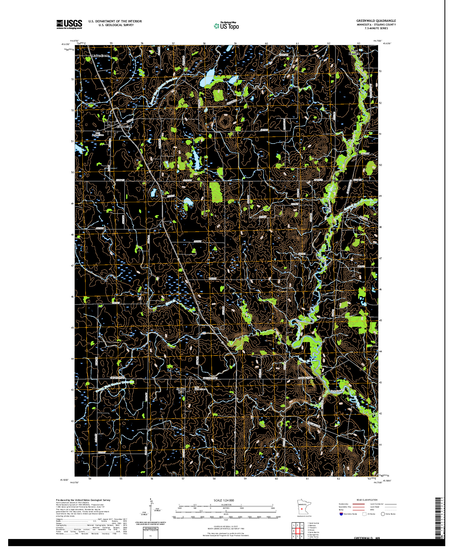 US TOPO 7.5-MINUTE MAP FOR GREENWALD, MN