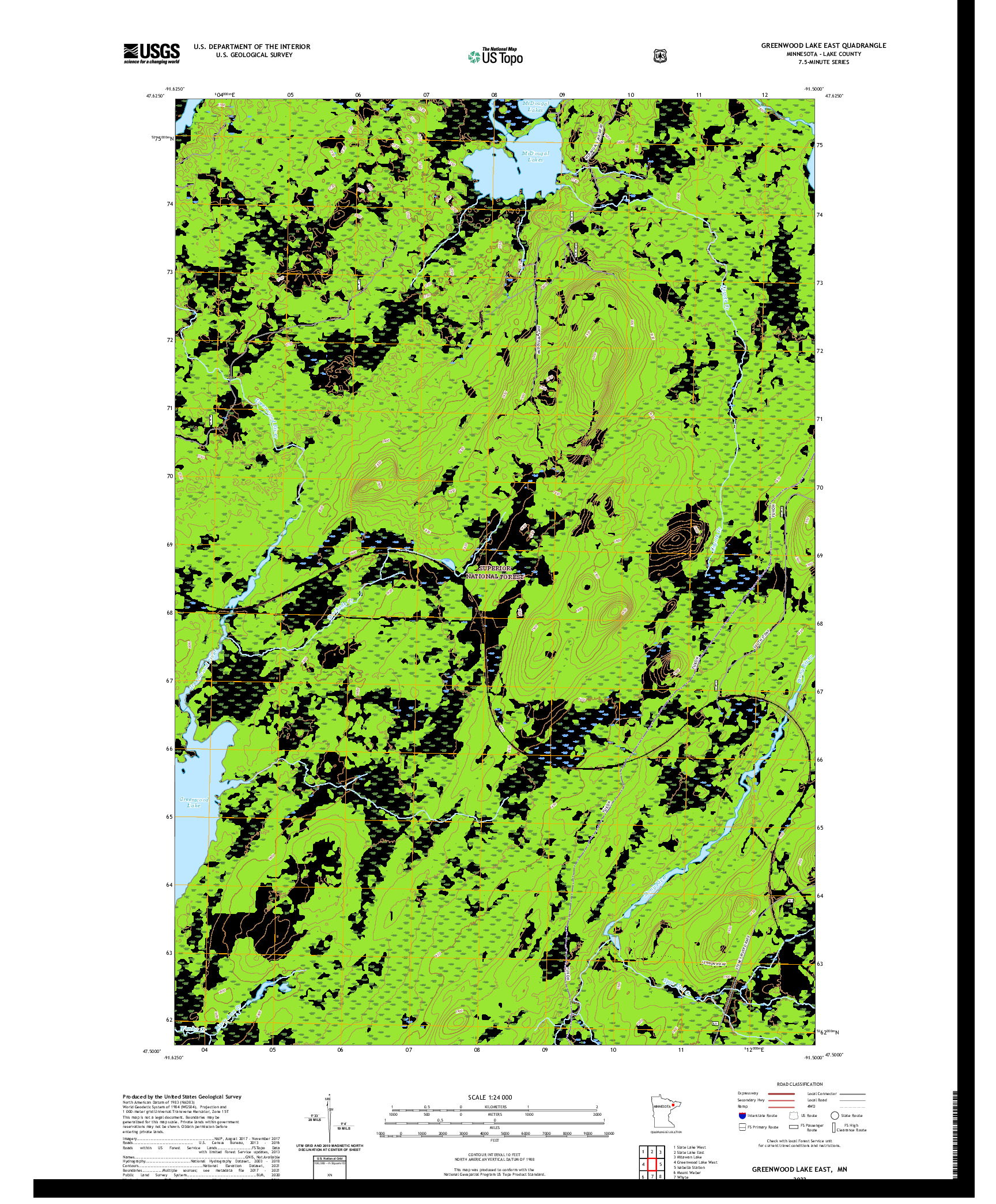 US TOPO 7.5-MINUTE MAP FOR GREENWOOD LAKE EAST, MN