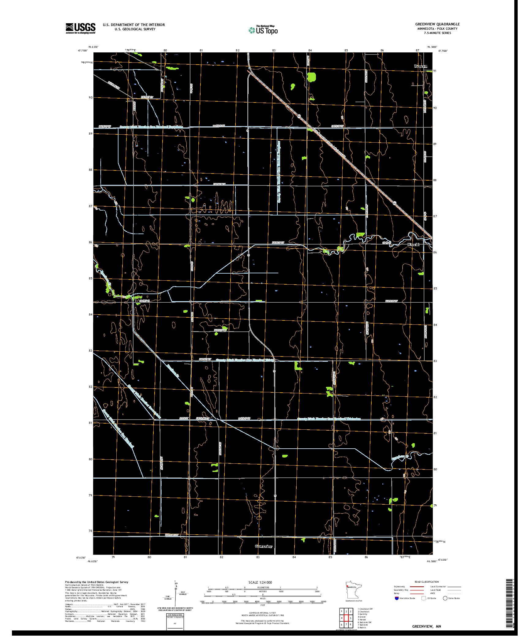 US TOPO 7.5-MINUTE MAP FOR GREENVIEW, MN