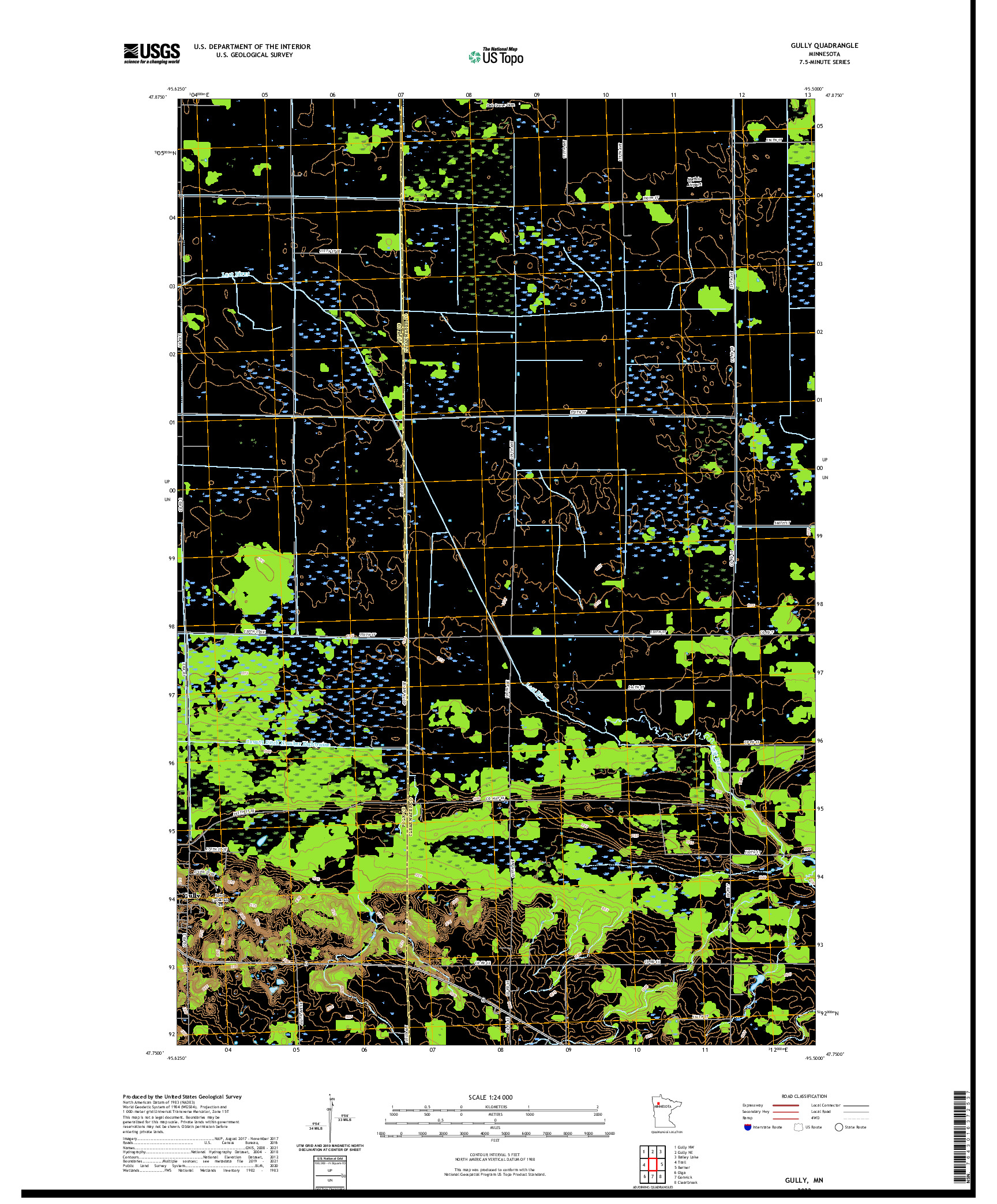 US TOPO 7.5-MINUTE MAP FOR GULLY, MN