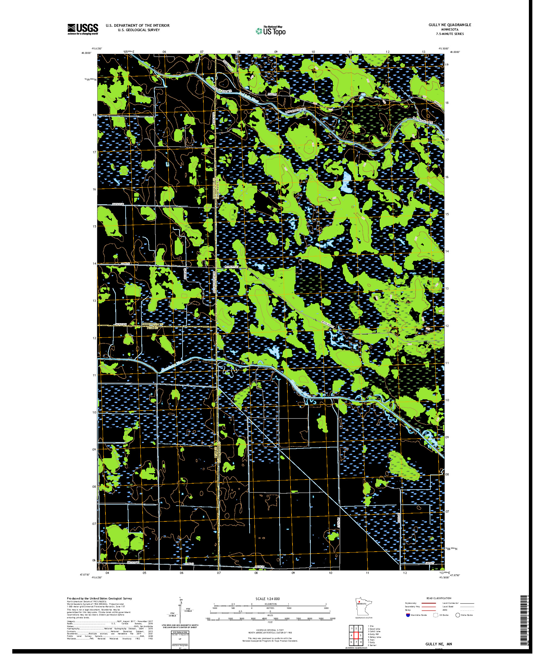 US TOPO 7.5-MINUTE MAP FOR GULLY NE, MN