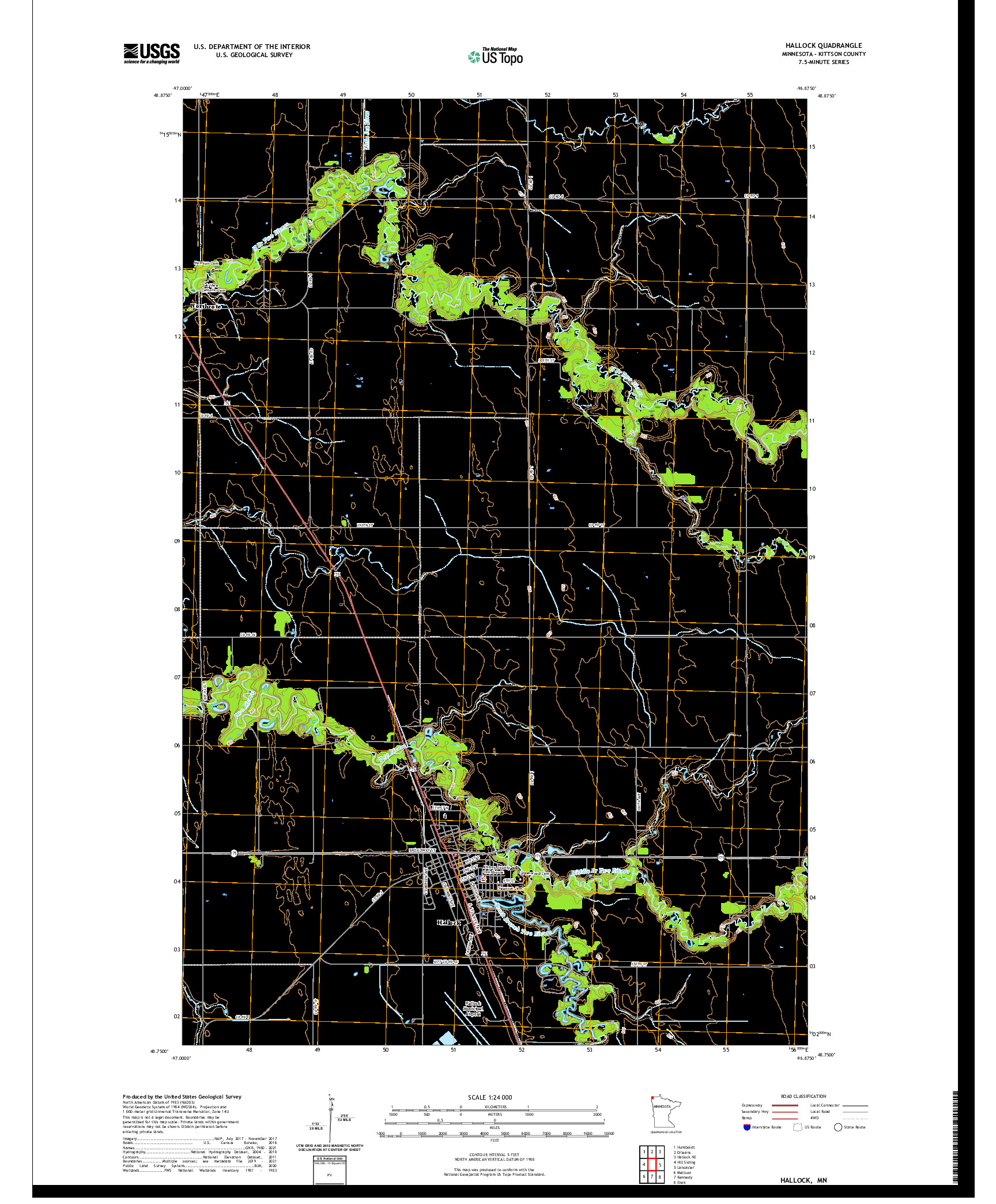 US TOPO 7.5-MINUTE MAP FOR HALLOCK, MN