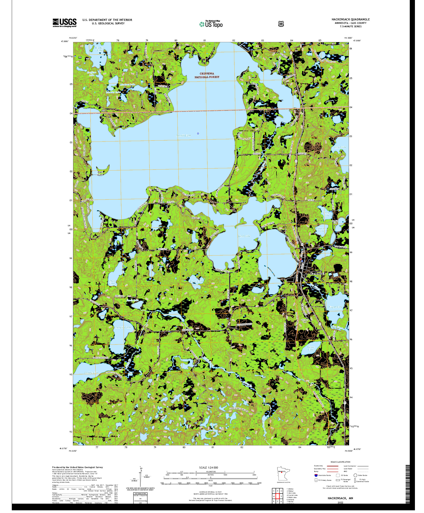 US TOPO 7.5-MINUTE MAP FOR HACKENSACK, MN