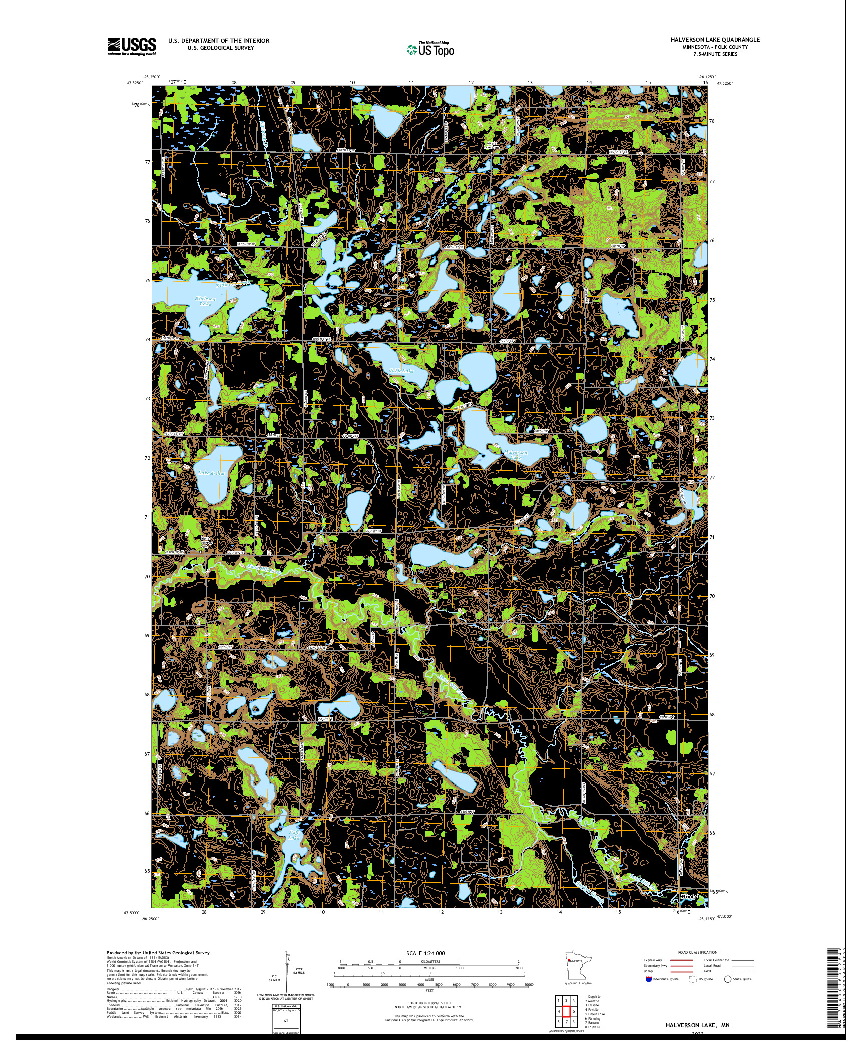 US TOPO 7.5-MINUTE MAP FOR HALVERSON LAKE, MN