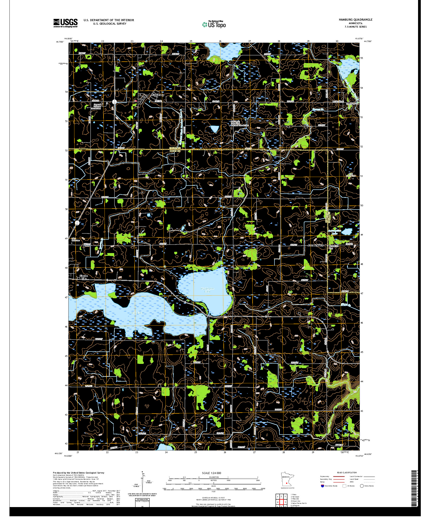 US TOPO 7.5-MINUTE MAP FOR HAMBURG, MN