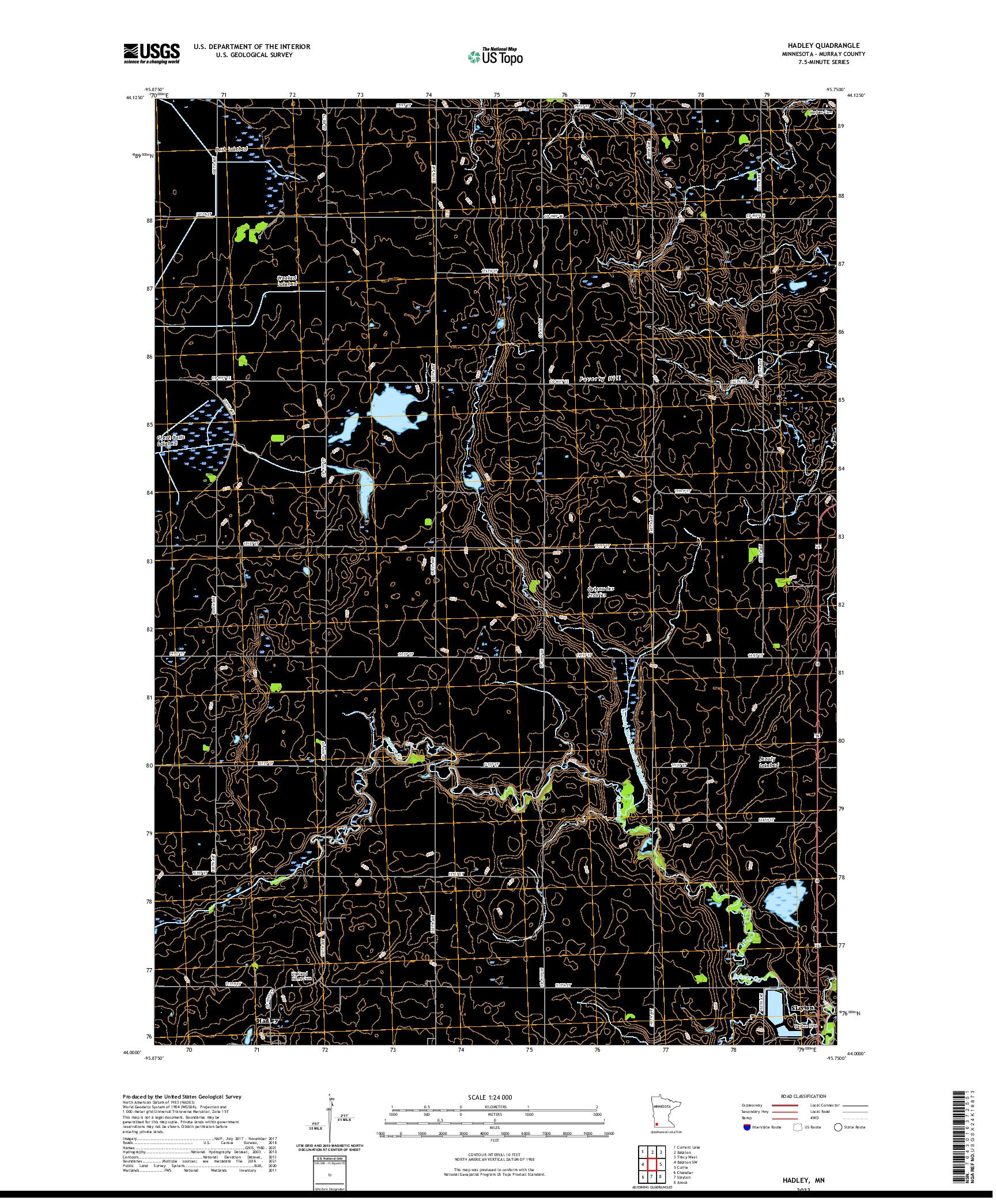 US TOPO 7.5-MINUTE MAP FOR HADLEY, MN