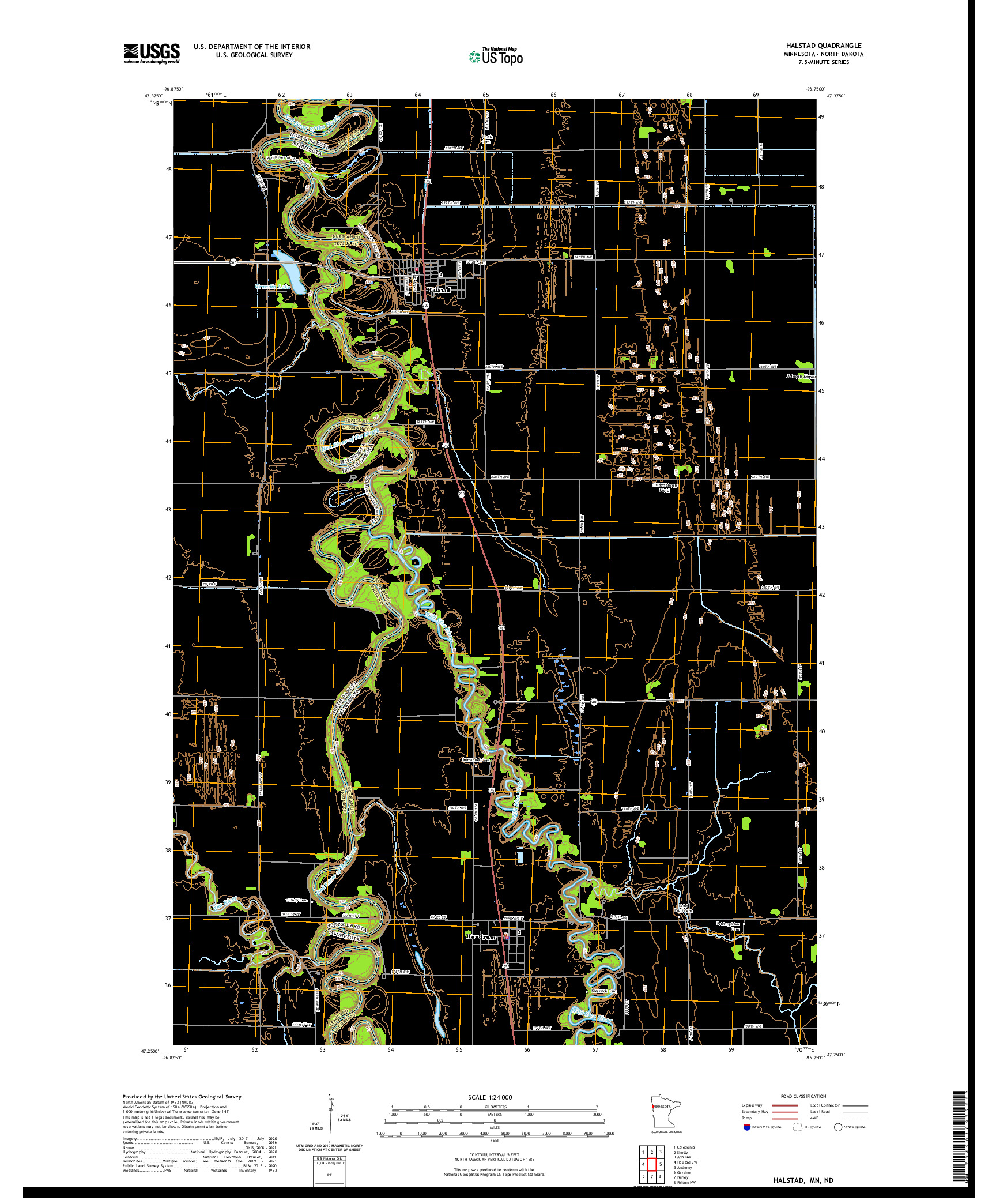 US TOPO 7.5-MINUTE MAP FOR HALSTAD, MN,ND