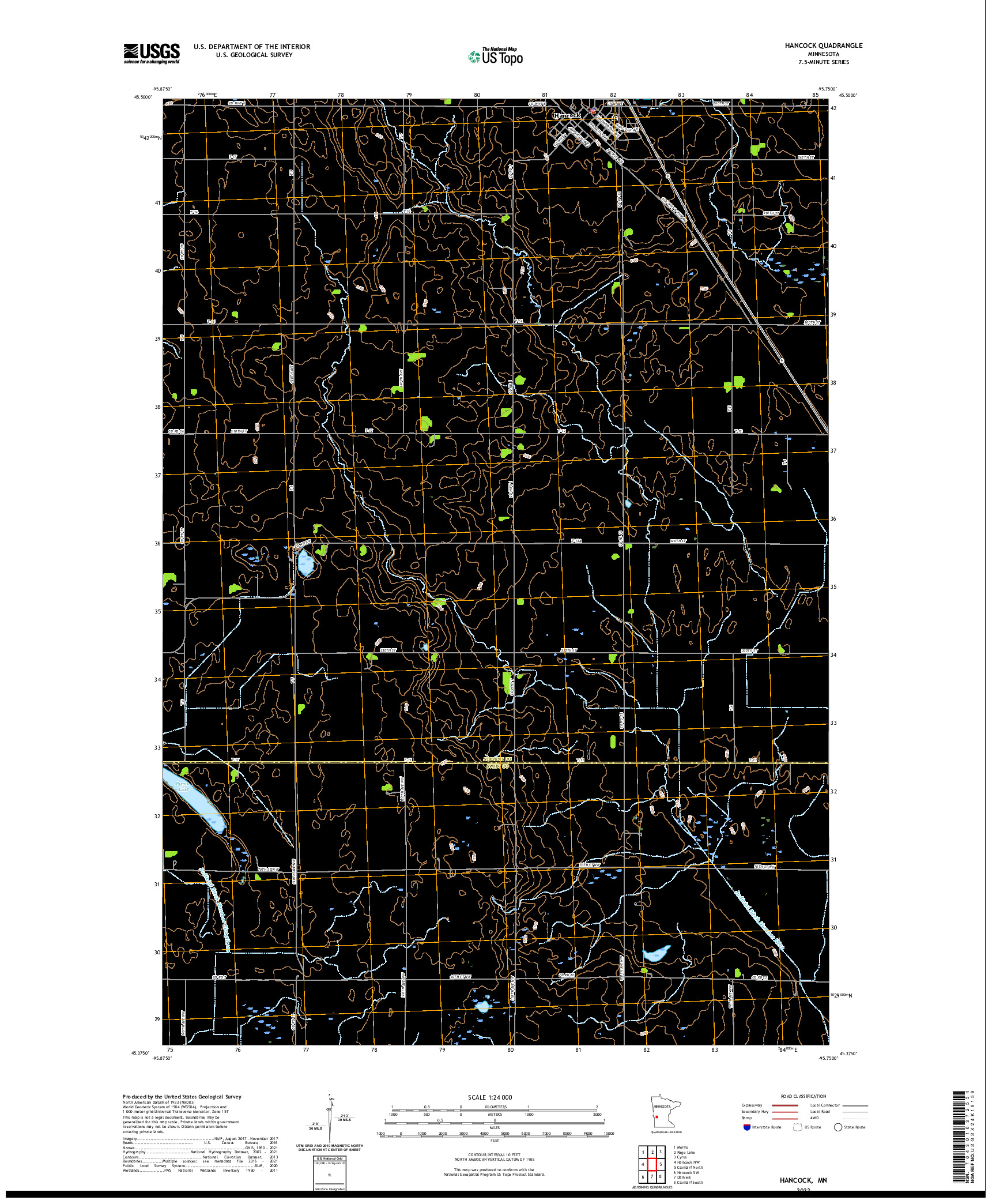 US TOPO 7.5-MINUTE MAP FOR HANCOCK, MN