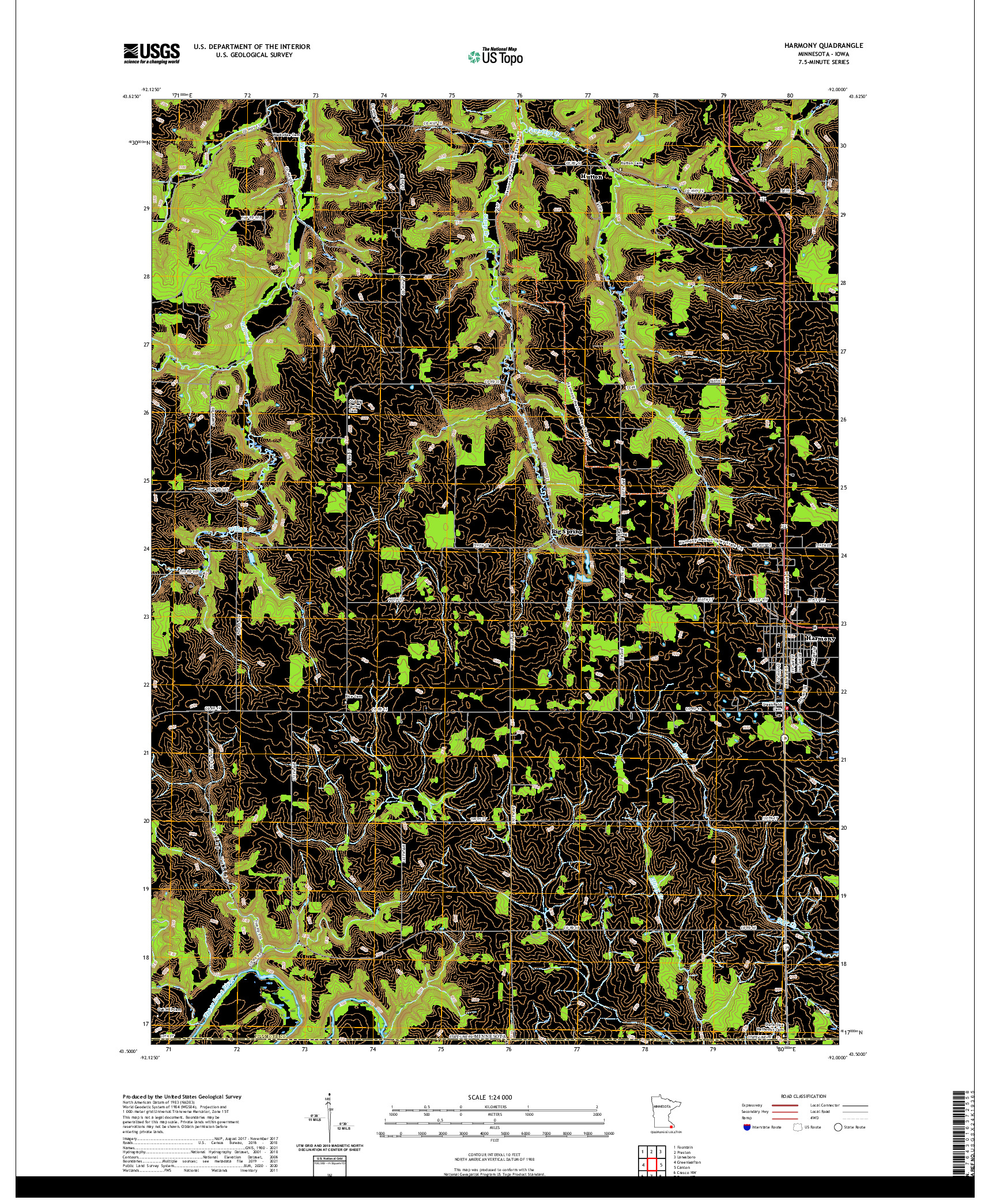 US TOPO 7.5-MINUTE MAP FOR HARMONY, MN,IA