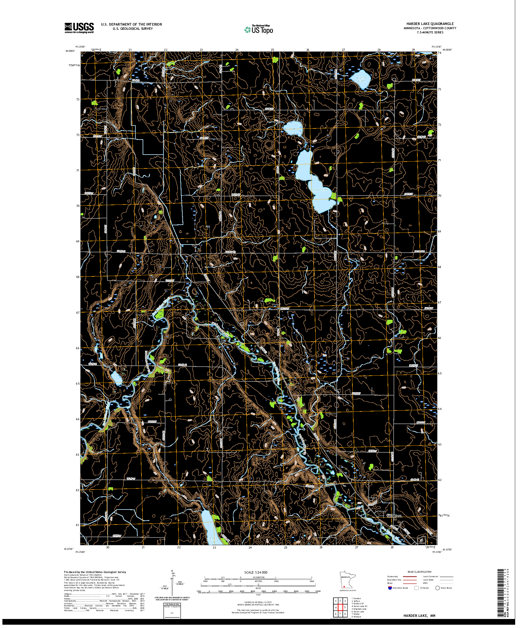 US TOPO 7.5-MINUTE MAP FOR HARDER LAKE, MN