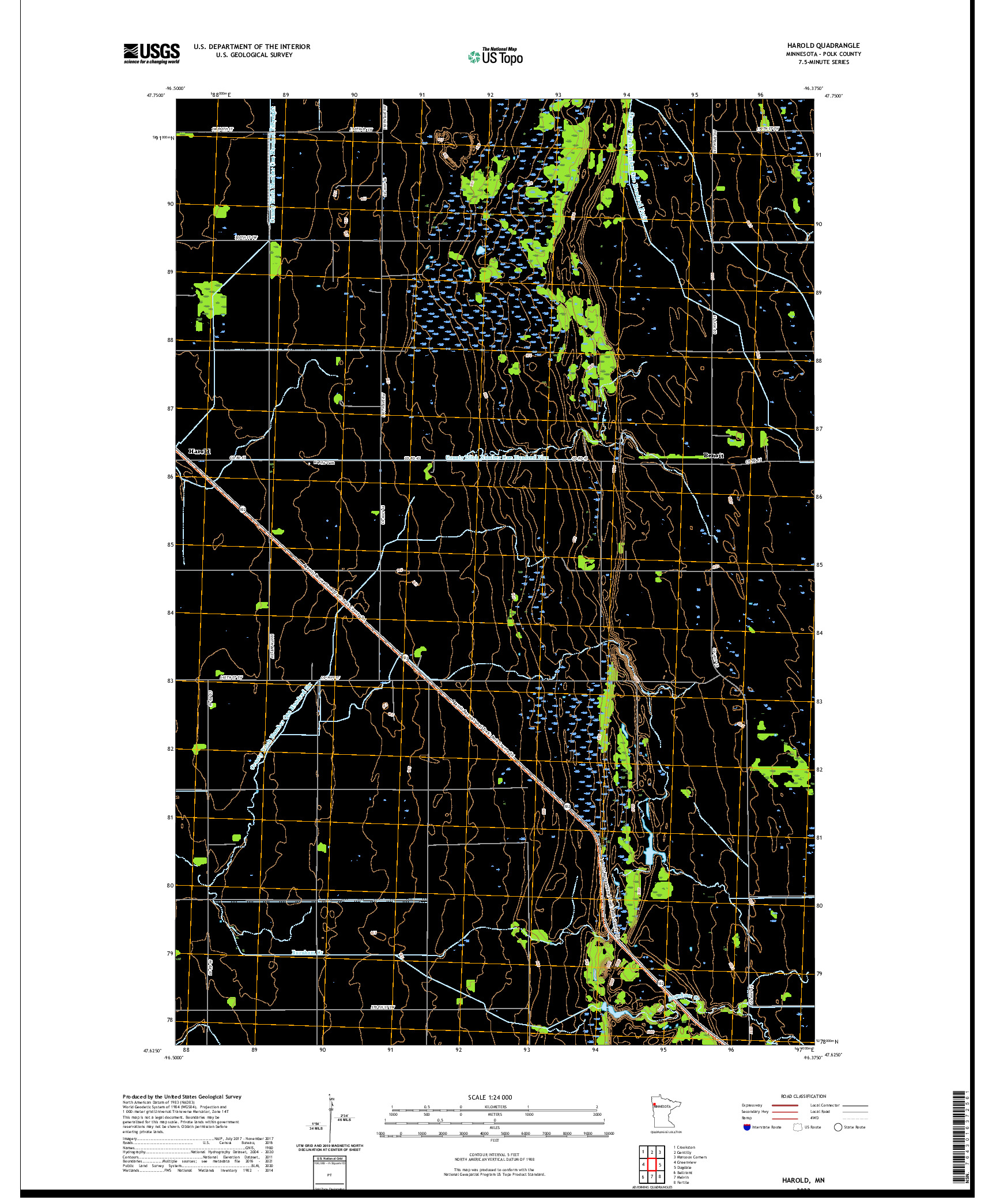 US TOPO 7.5-MINUTE MAP FOR HAROLD, MN