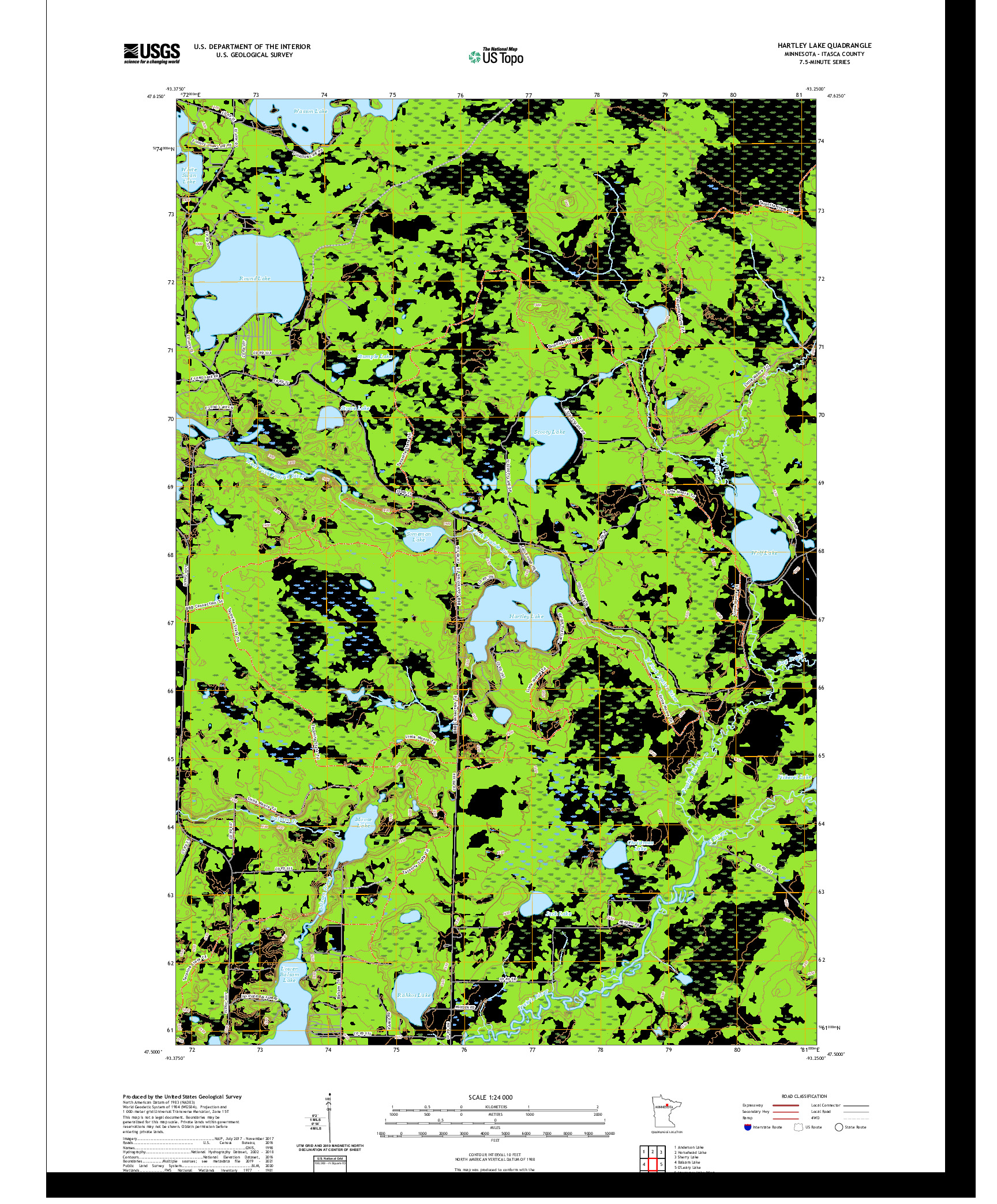 US TOPO 7.5-MINUTE MAP FOR HARTLEY LAKE, MN