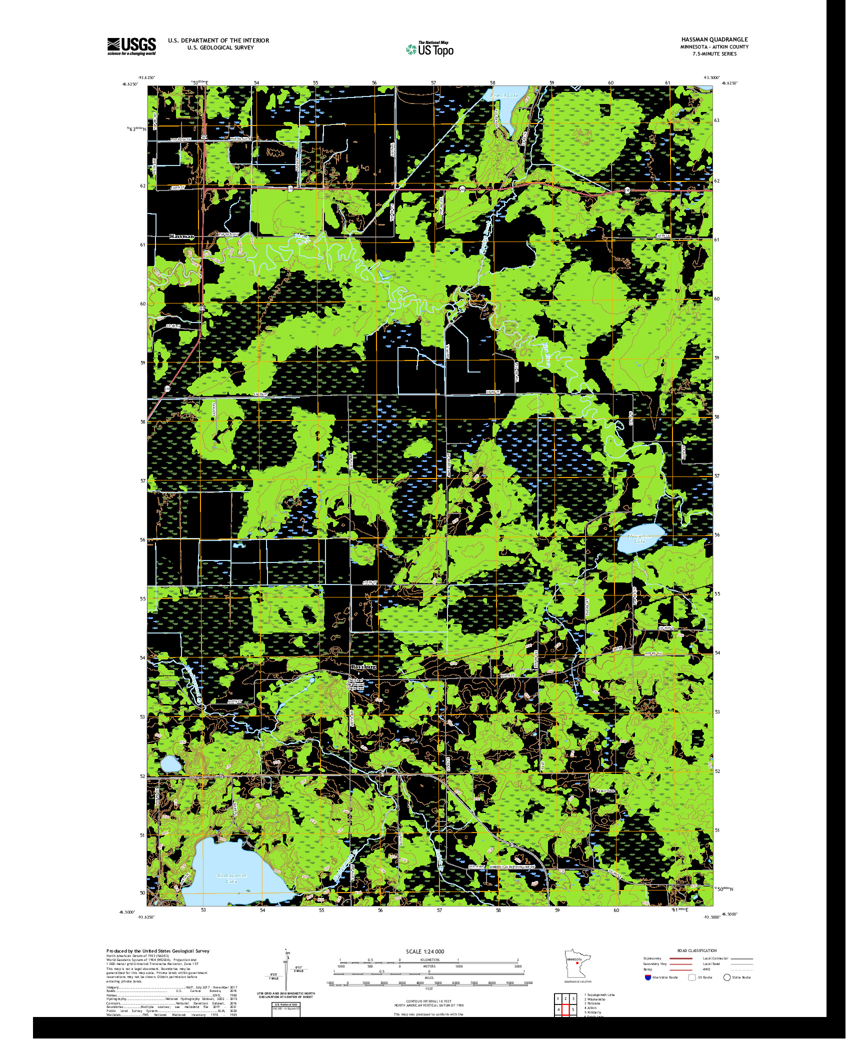 US TOPO 7.5-MINUTE MAP FOR HASSMAN, MN