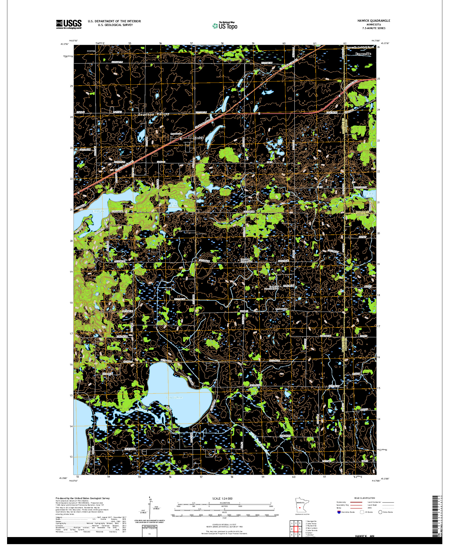 US TOPO 7.5-MINUTE MAP FOR HAWICK, MN