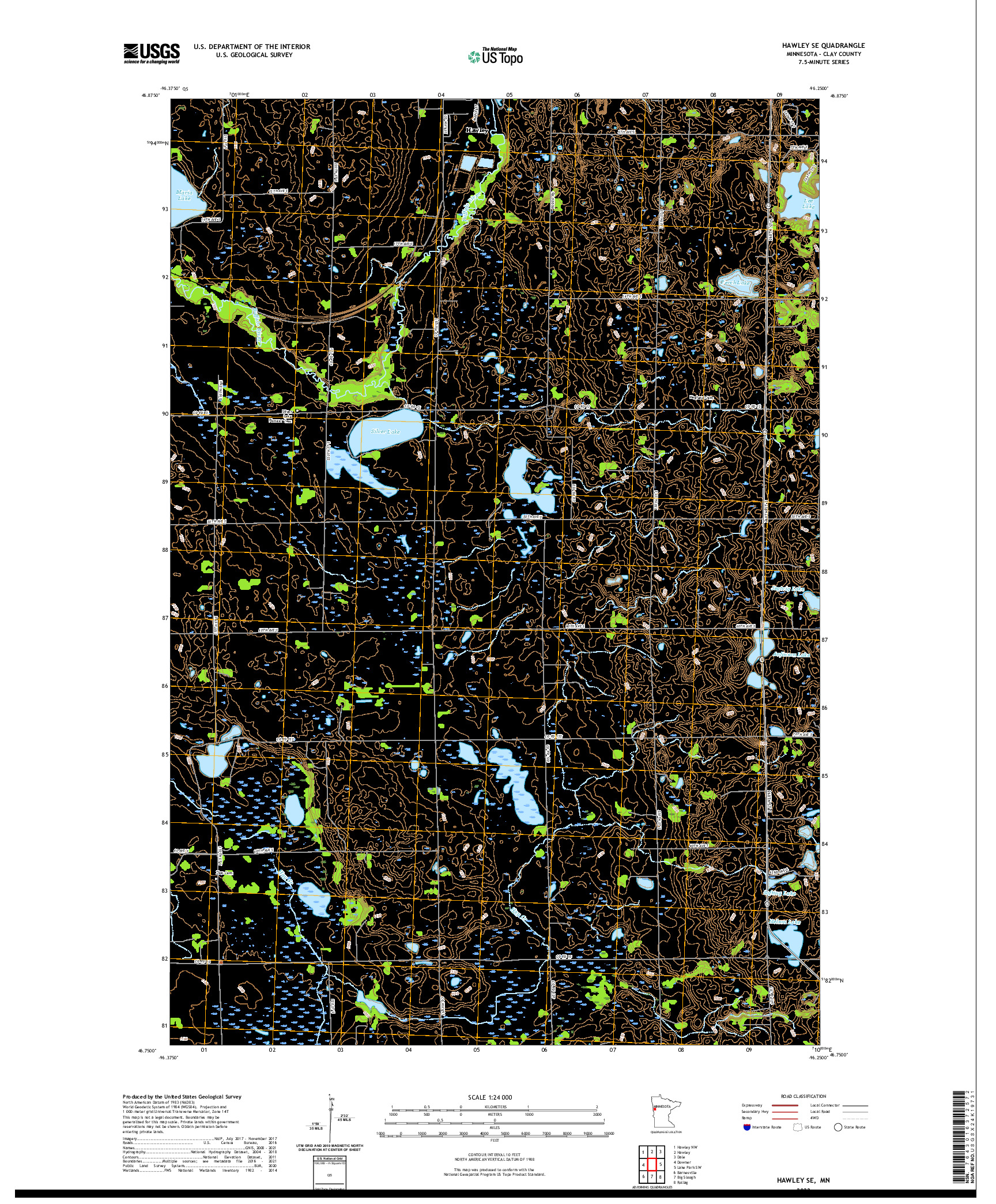 US TOPO 7.5-MINUTE MAP FOR HAWLEY SE, MN