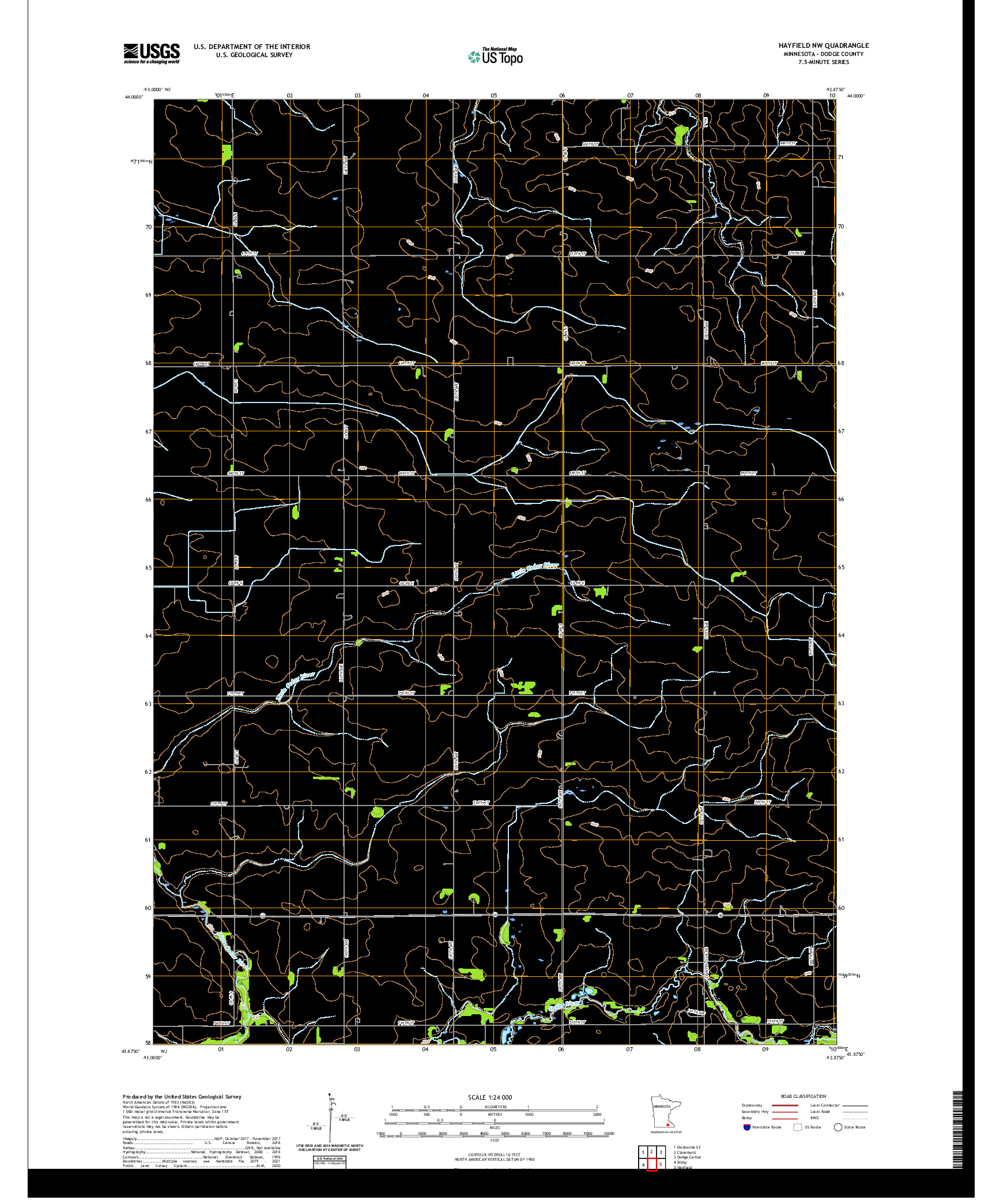 US TOPO 7.5-MINUTE MAP FOR HAYFIELD NW, MN