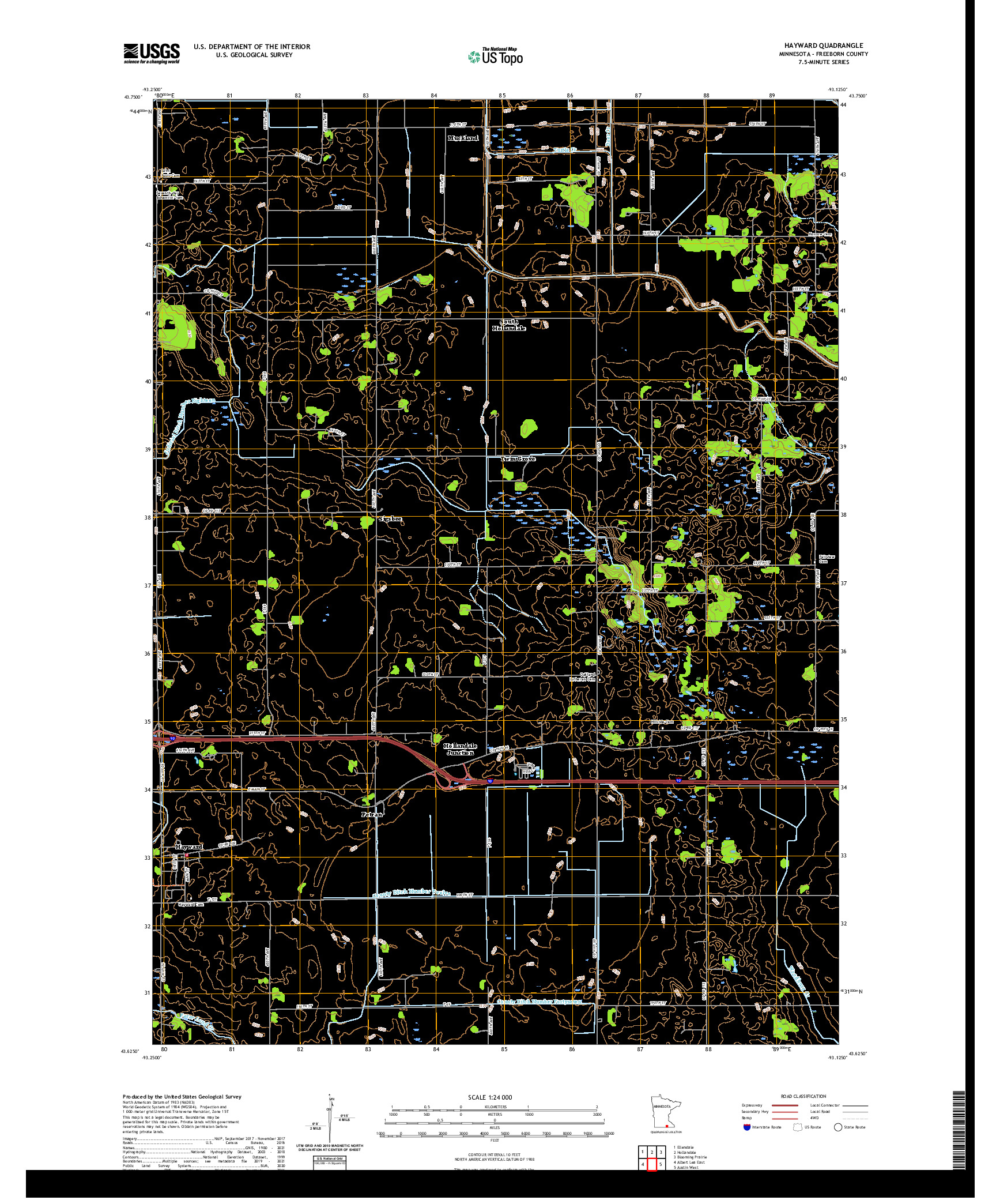 US TOPO 7.5-MINUTE MAP FOR HAYWARD, MN