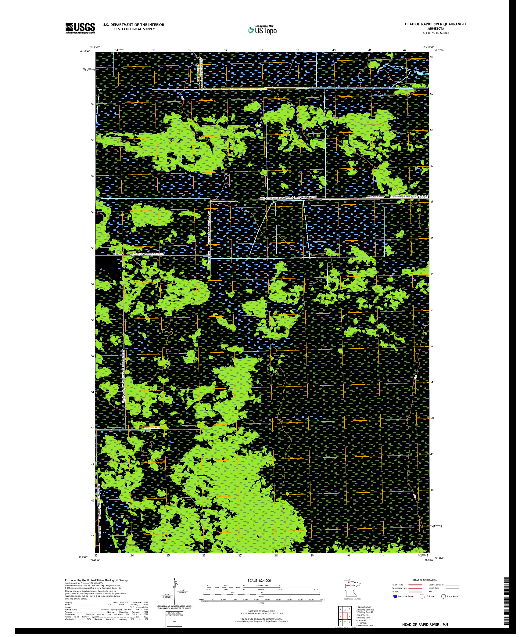 US TOPO 7.5-MINUTE MAP FOR HEAD OF RAPID RIVER, MN