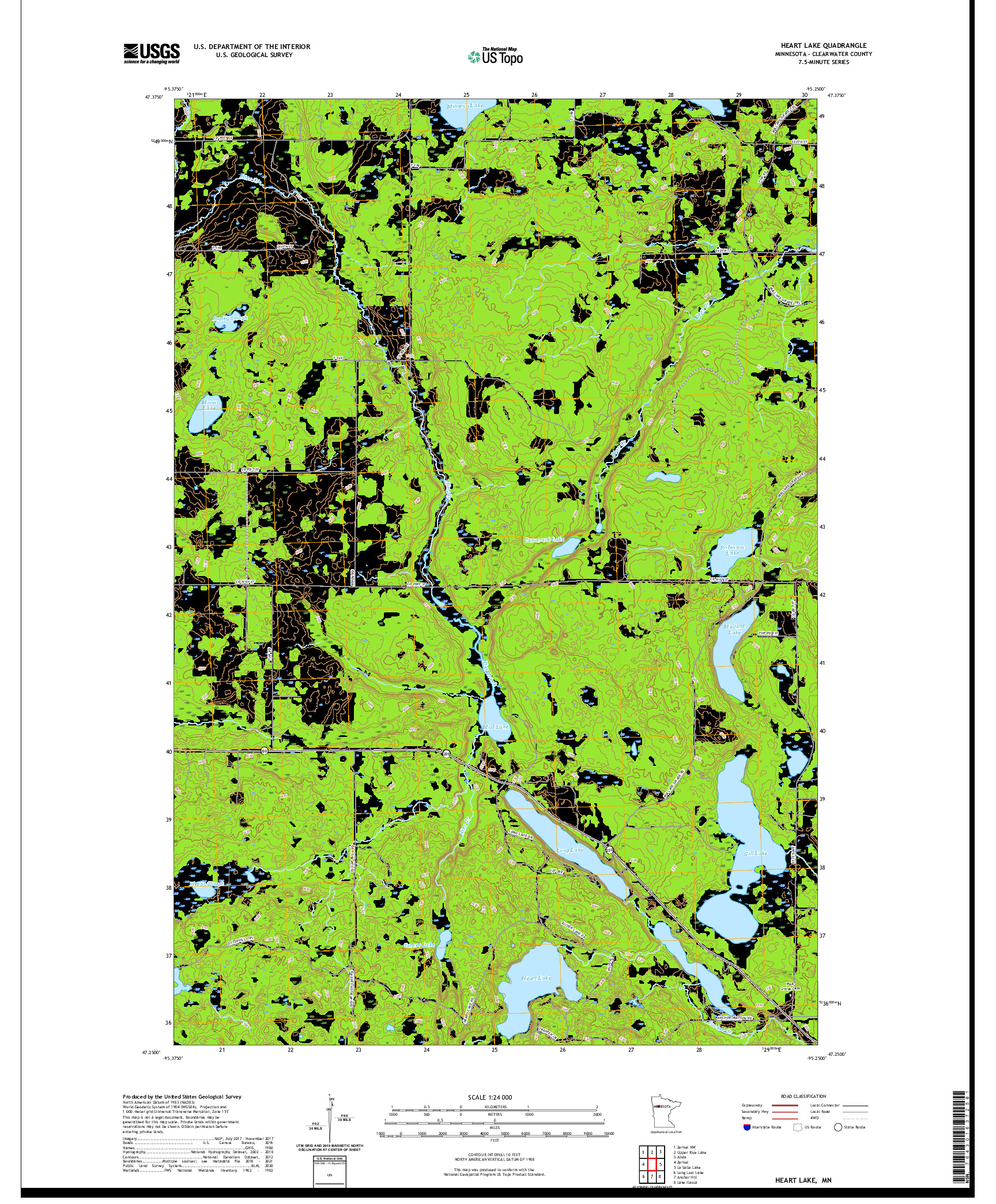 US TOPO 7.5-MINUTE MAP FOR HEART LAKE, MN