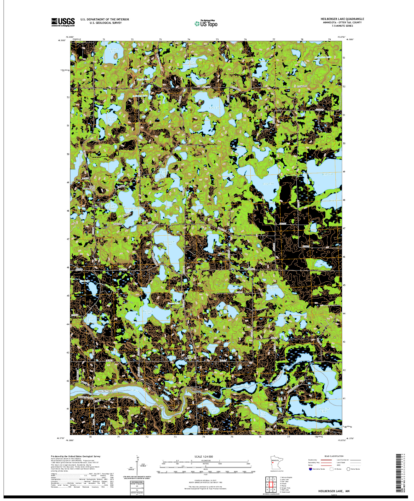 US TOPO 7.5-MINUTE MAP FOR HEILBERGER LAKE, MN