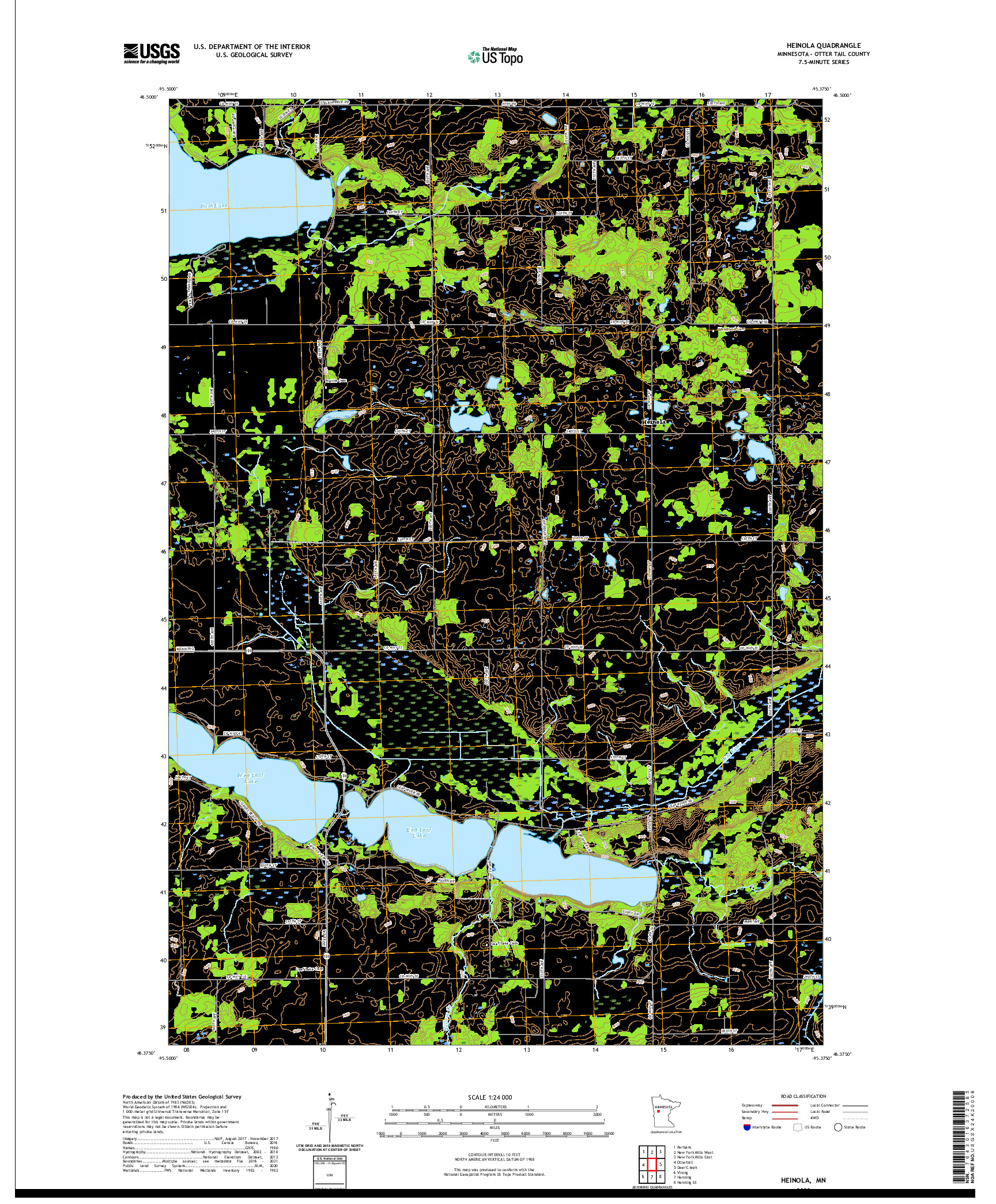 US TOPO 7.5-MINUTE MAP FOR HEINOLA, MN