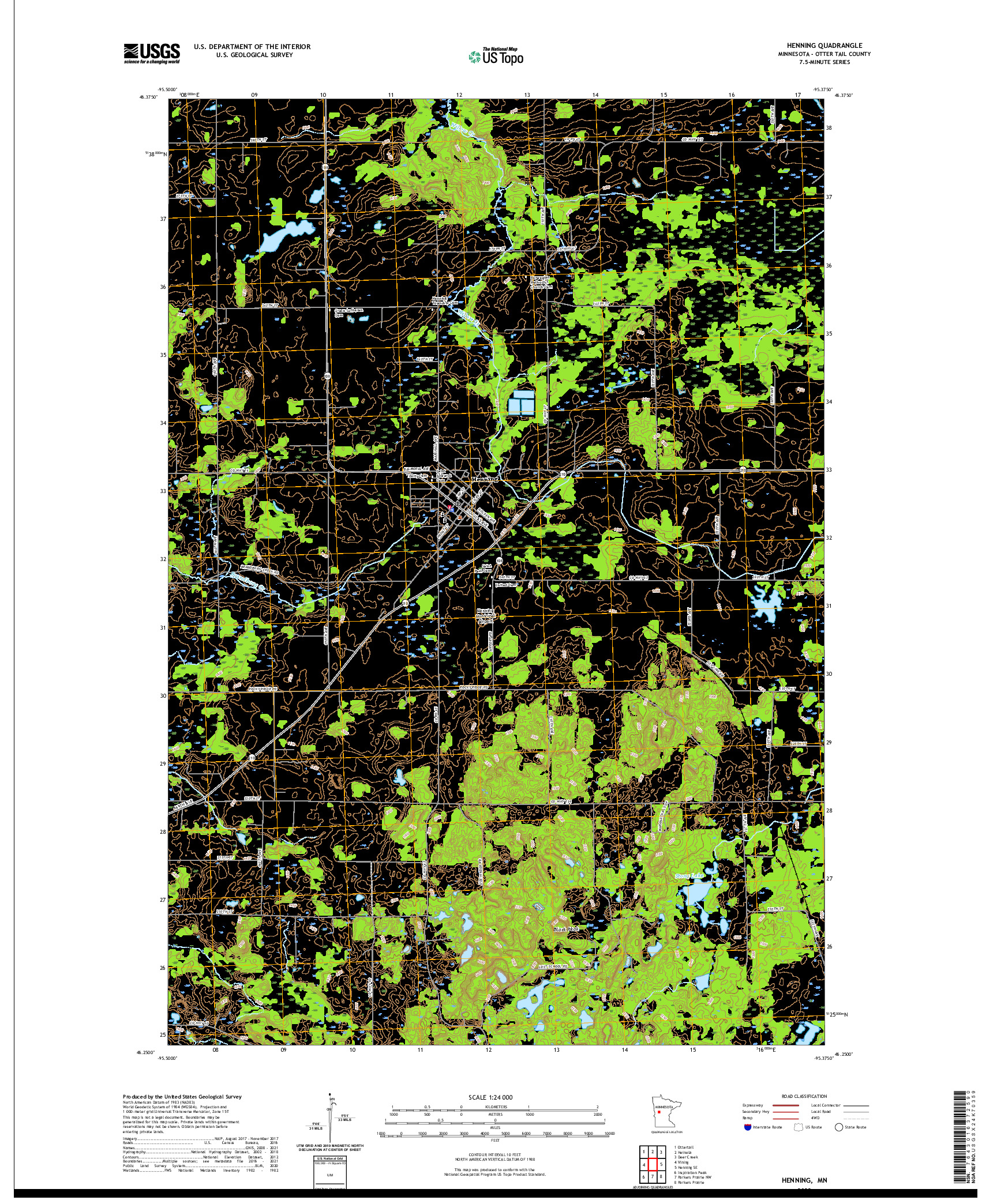 US TOPO 7.5-MINUTE MAP FOR HENNING, MN