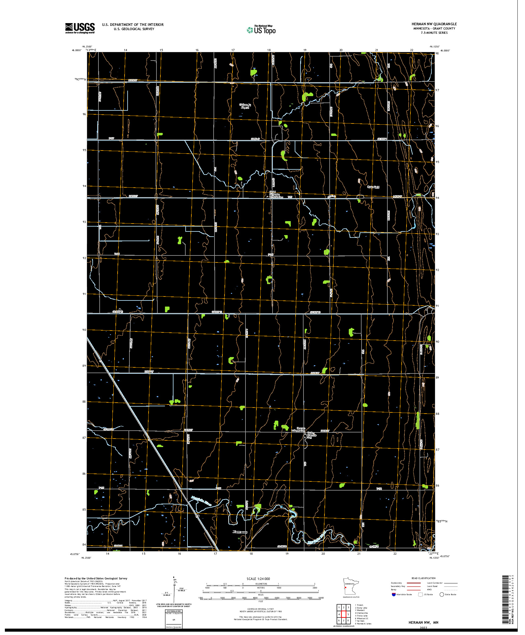 US TOPO 7.5-MINUTE MAP FOR HERMAN NW, MN