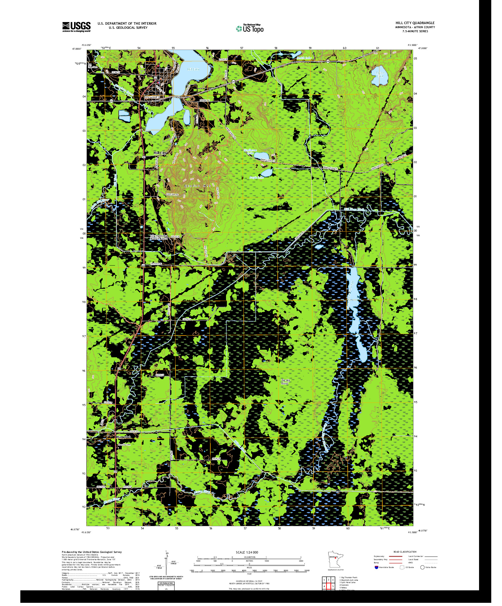 US TOPO 7.5-MINUTE MAP FOR HILL CITY, MN