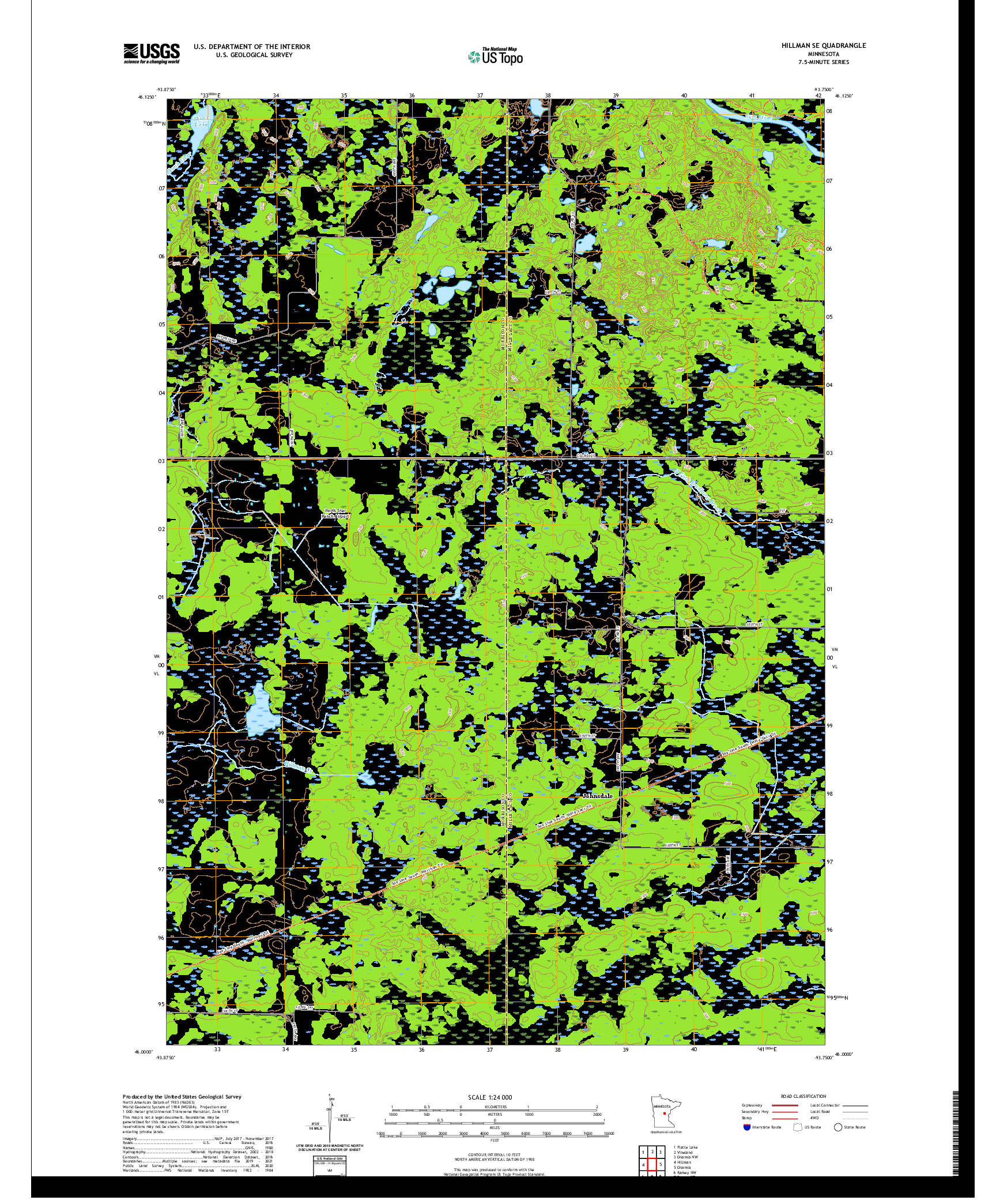 US TOPO 7.5-MINUTE MAP FOR HILLMAN SE, MN