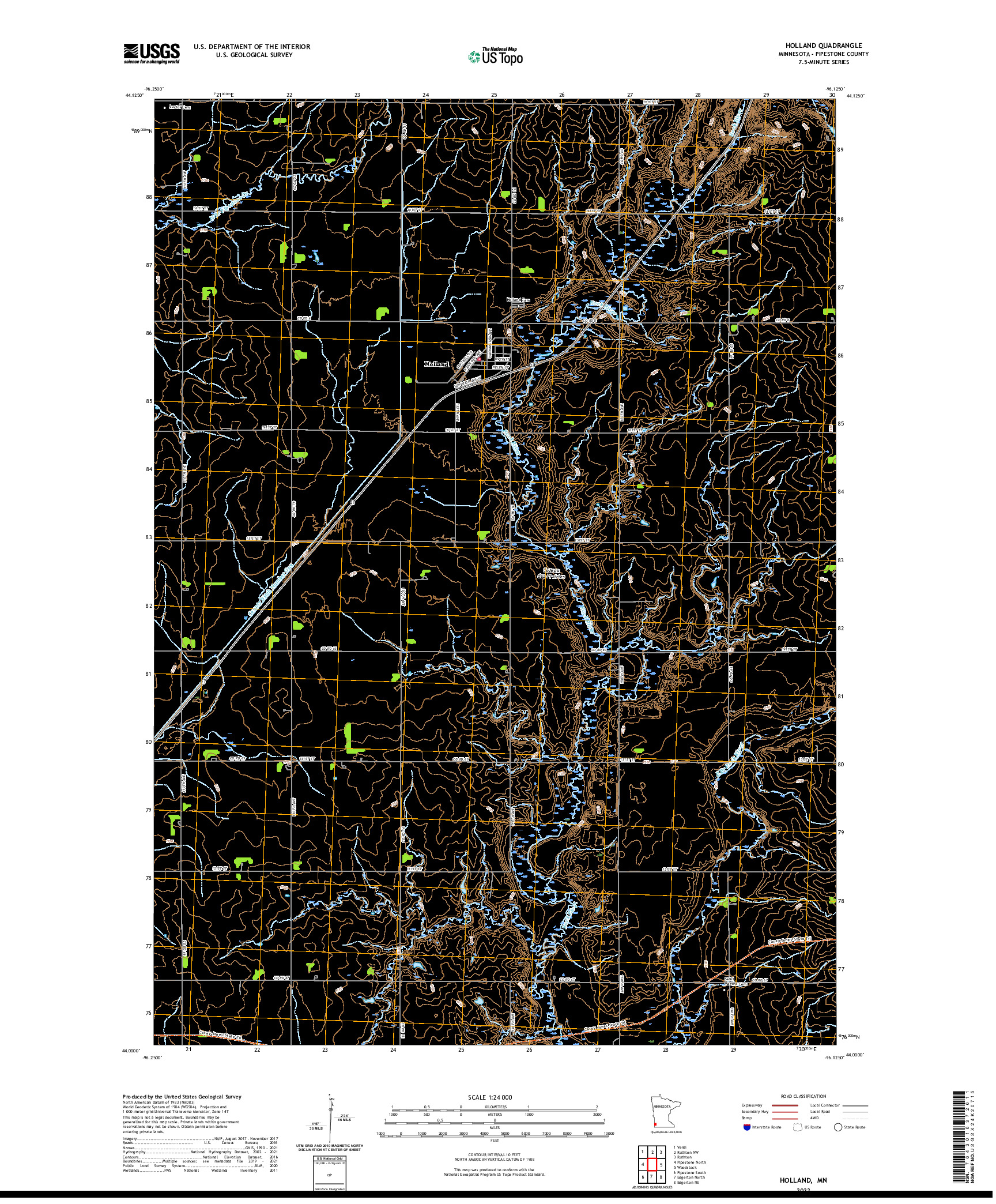 US TOPO 7.5-MINUTE MAP FOR HOLLAND, MN