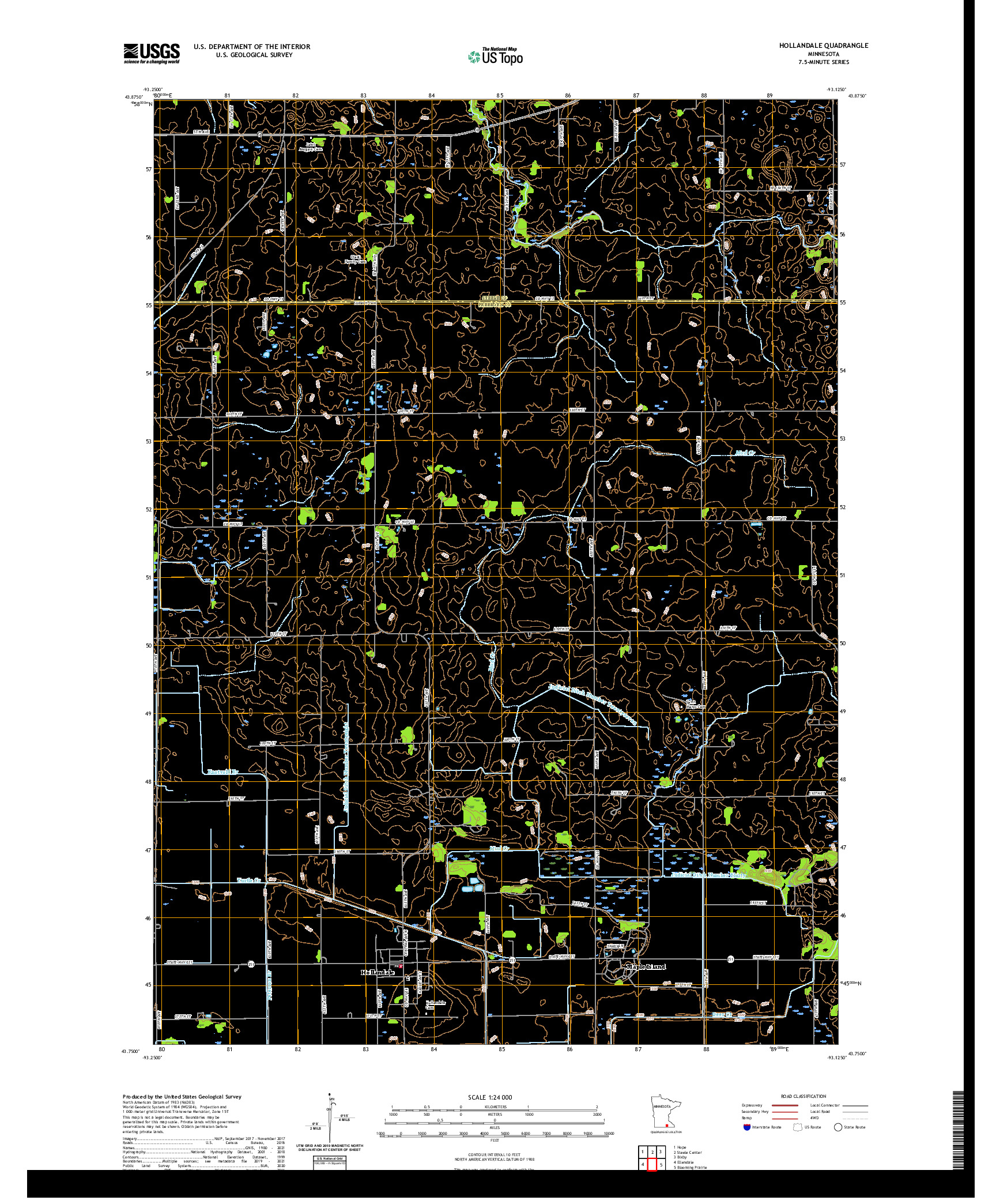 US TOPO 7.5-MINUTE MAP FOR HOLLANDALE, MN